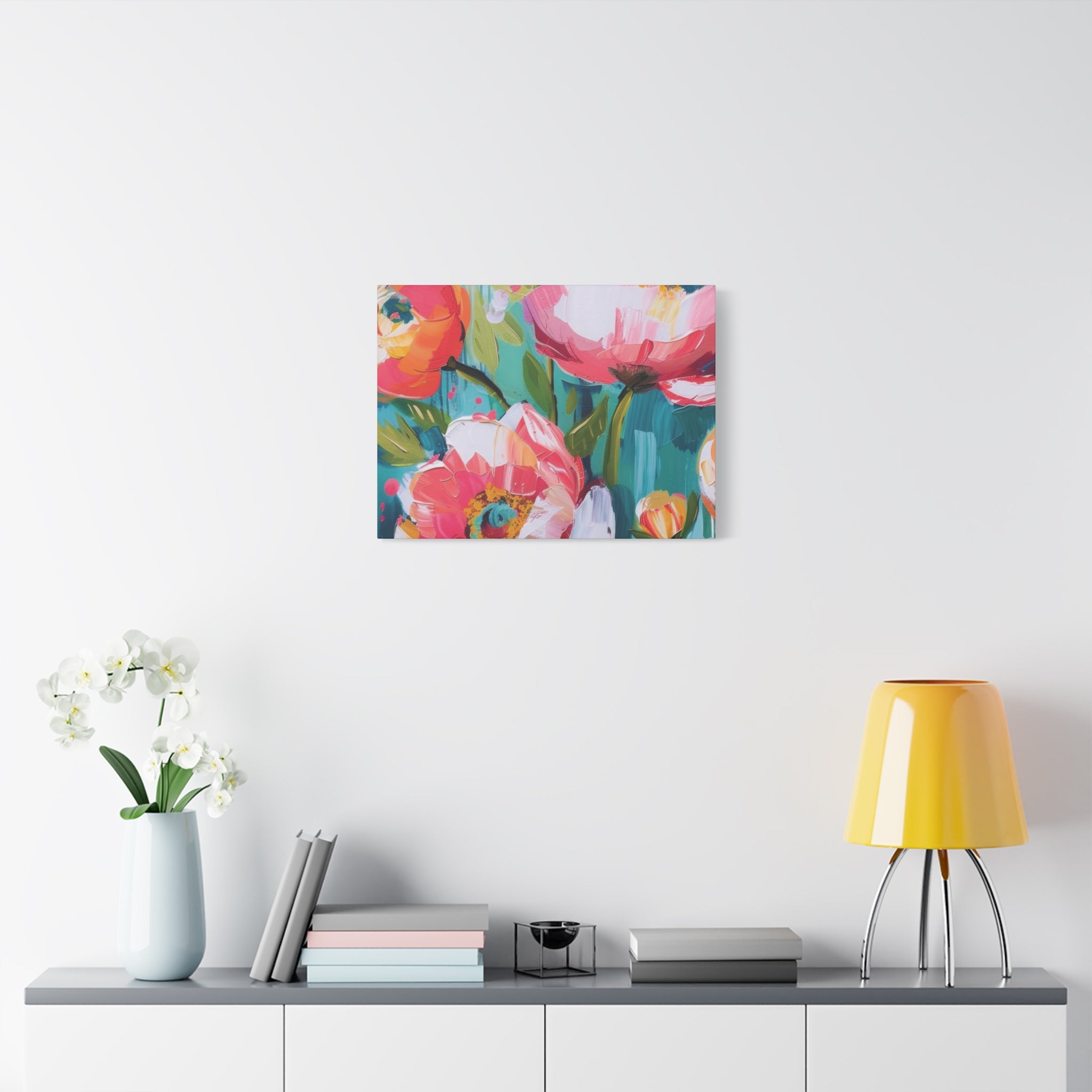 Unique Boho Floral Wall Art Matte Canvas Stretched, Vibrant Botanical Design, Perfect for Living Room, Bedroom, or Office Decor, Adds a Stylish Touch to Any Space - MRSBYVALLE