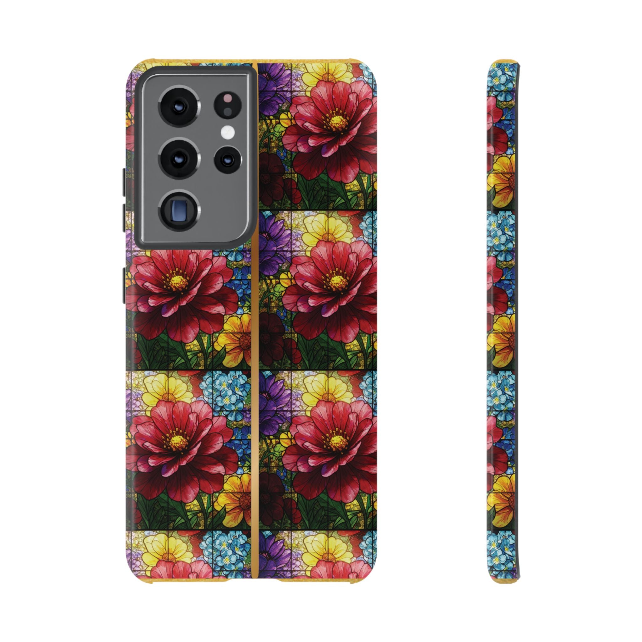 Stained Glass Illusion Floral Phone Case  3D Colorful Flower Design, Protective Christian Gift, Fits iPhone, Samsung, Google Pixel