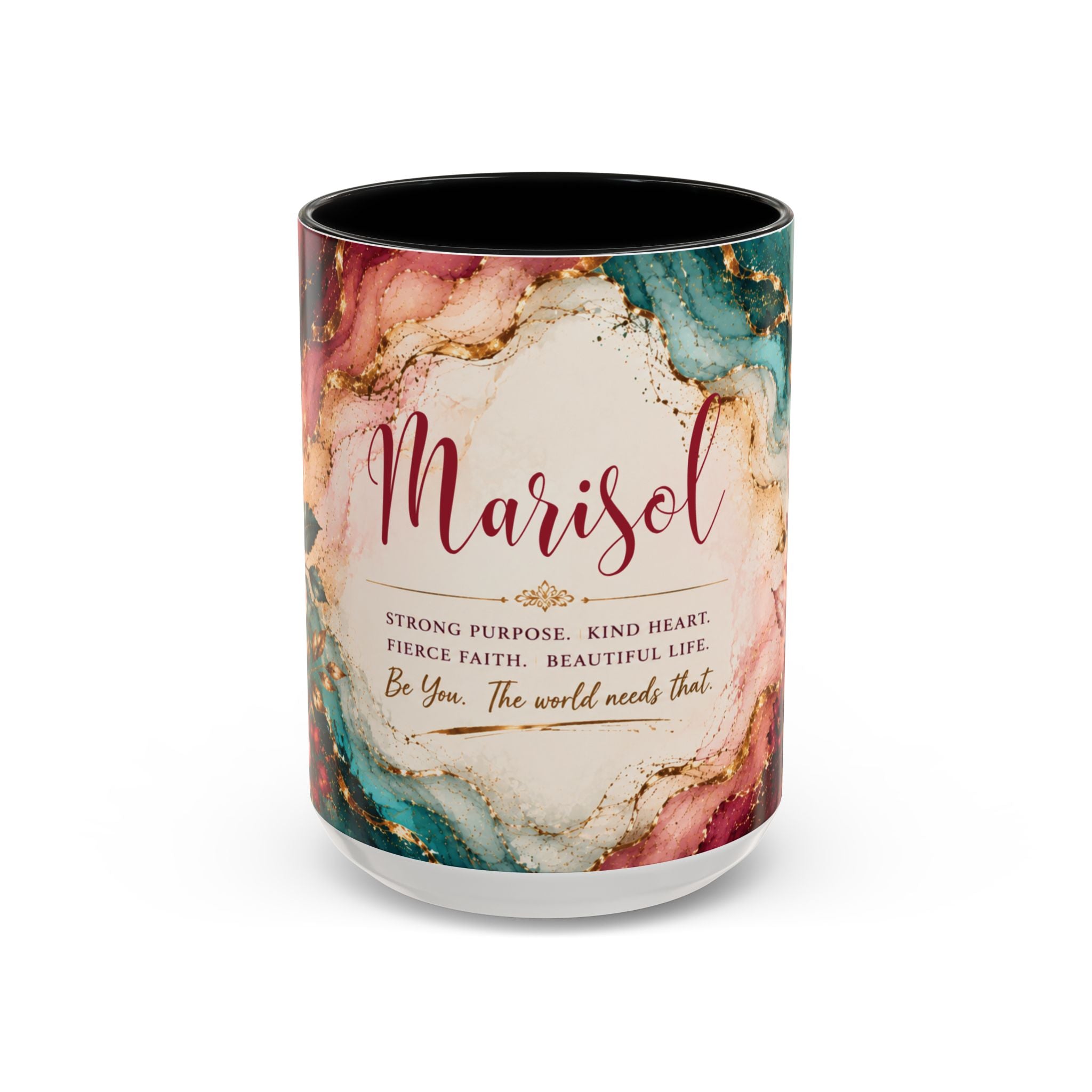 Personalized Name Mug for Women, Inspirational Color Handle Coffee Mug, 11 oz or 15 oz Gift for Her