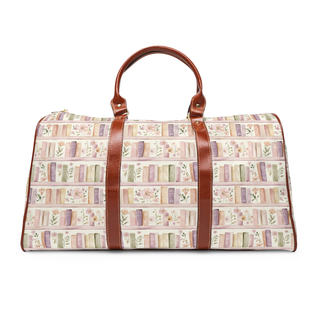 Lavender Books & Floral Weekend Travel Bag — Waterproof Travel Bag