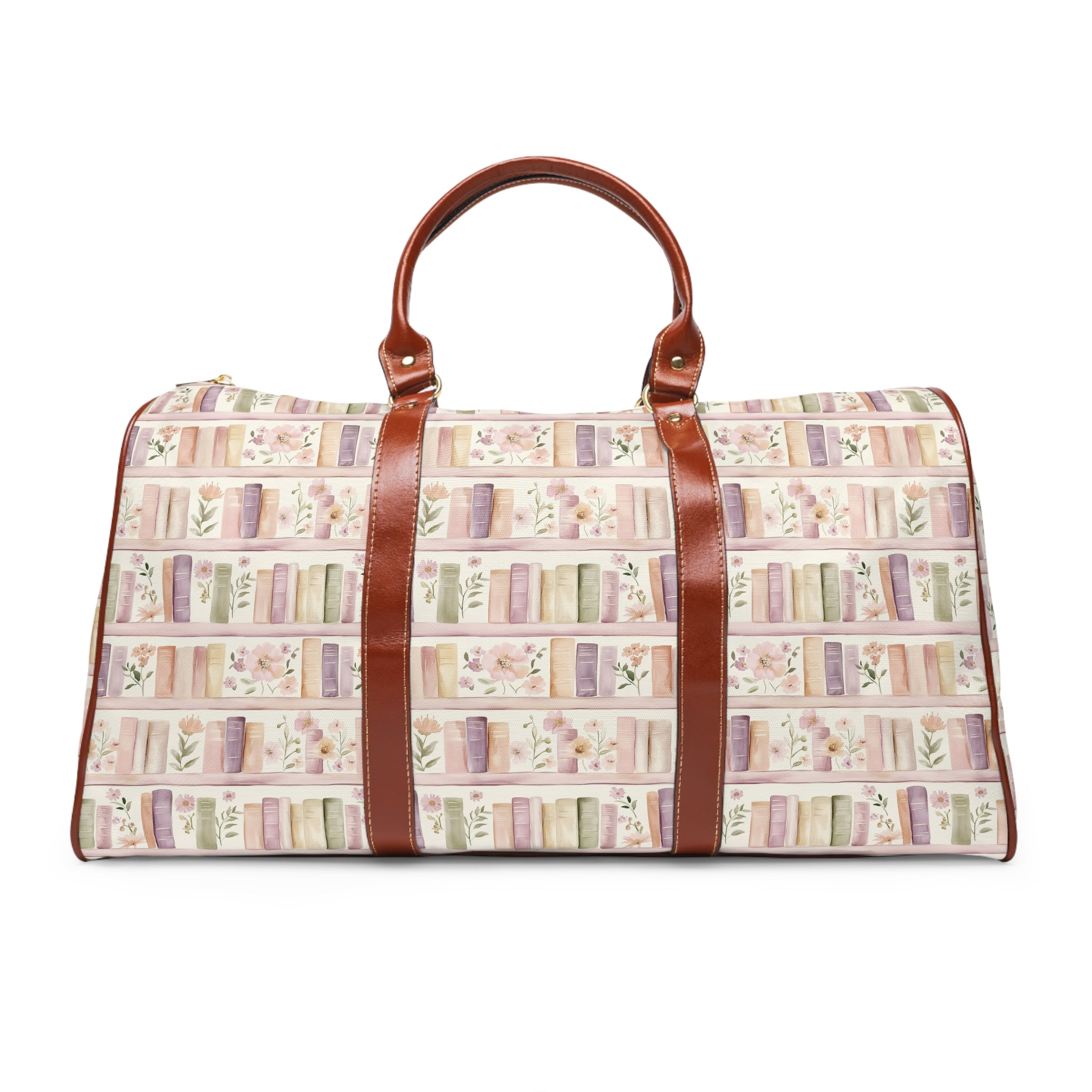 Lavender Books & Floral Weekend Travel Bag — Waterproof Travel Bag