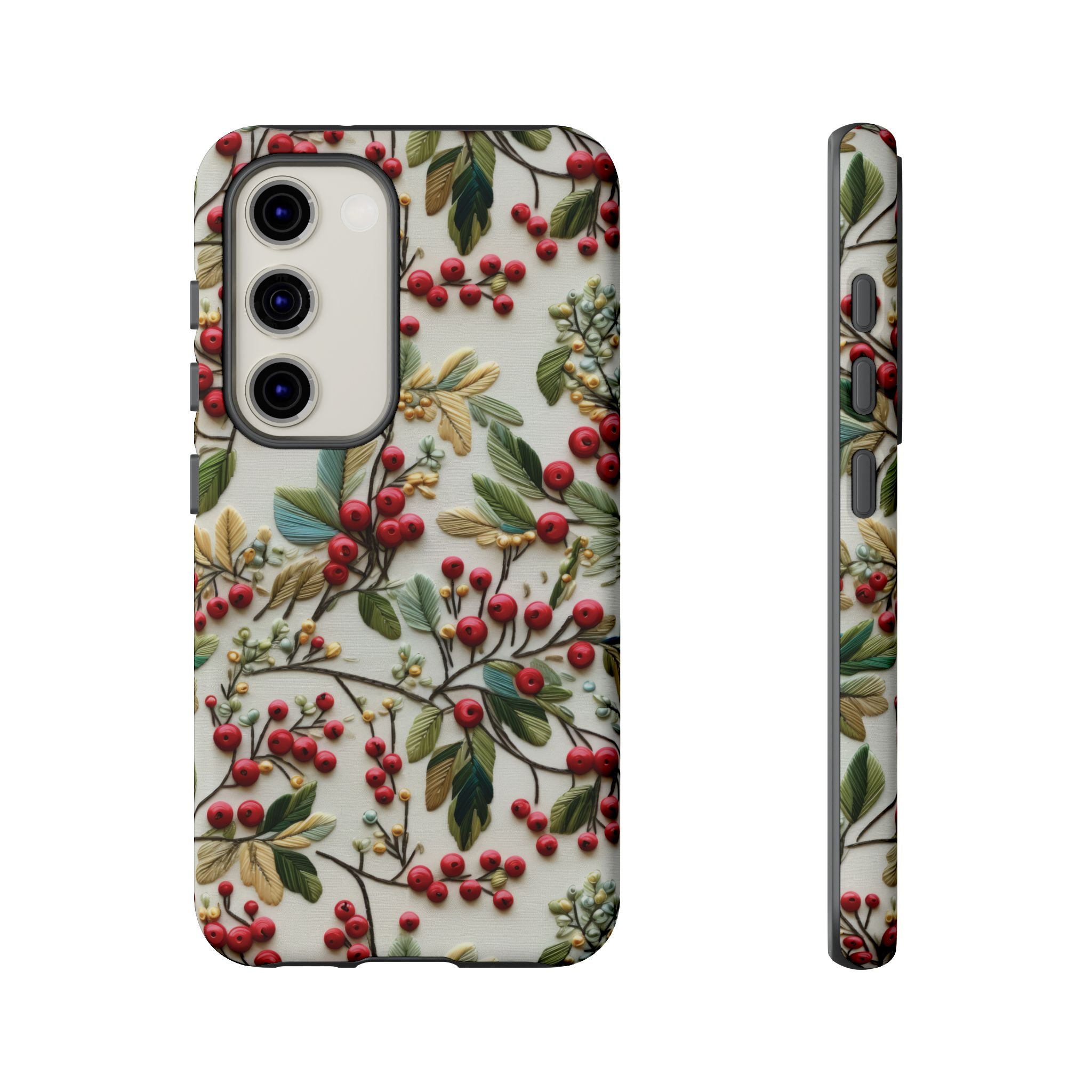 Holly Christmas Wildflowers Boho Chic Design Phone Case - Stylish, Protective Cover for All Models Gift for Mom Accessory Gift for Her