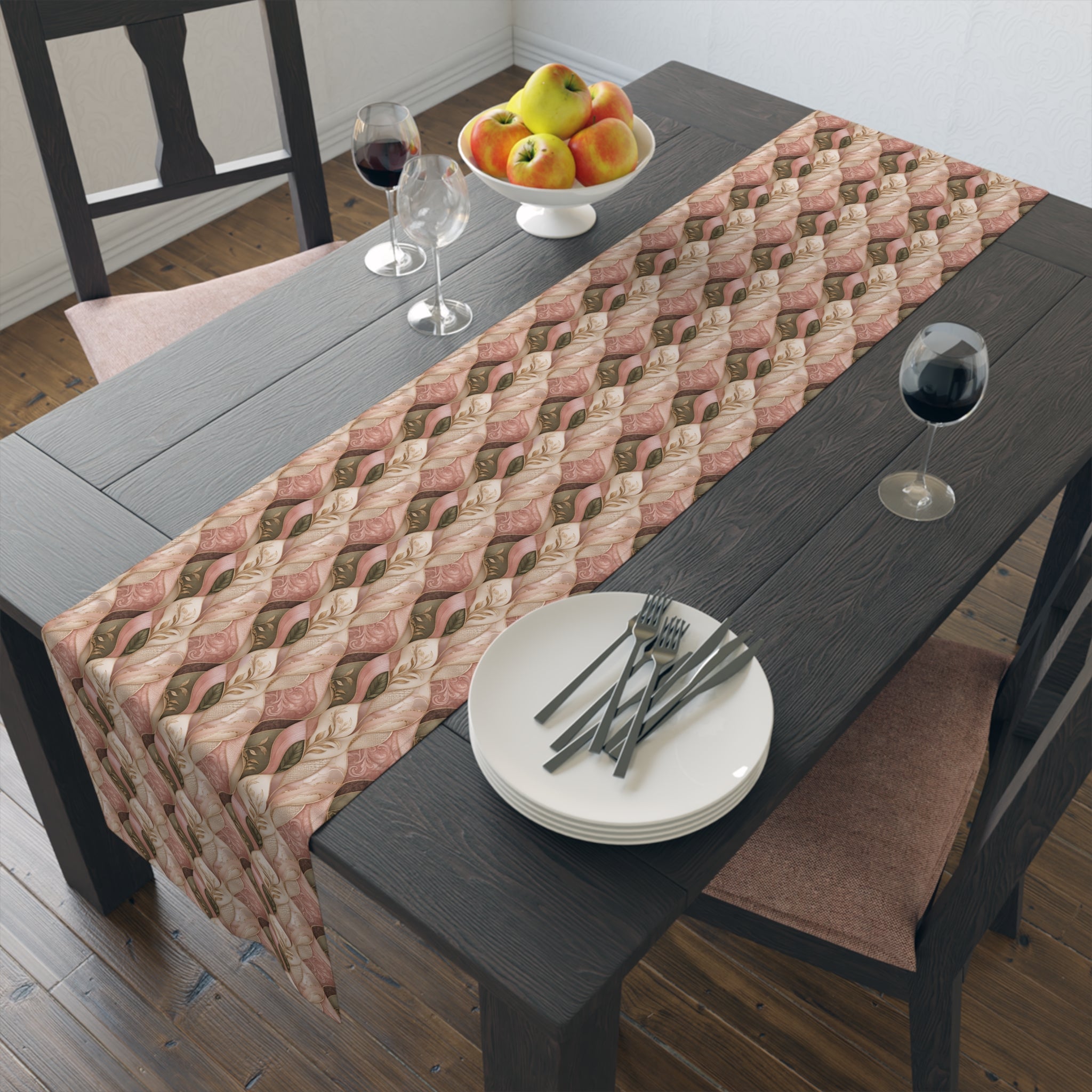 Braided Neutral Table Runner - Rustic Beige Cotton-Poly Dining Accent Dinner