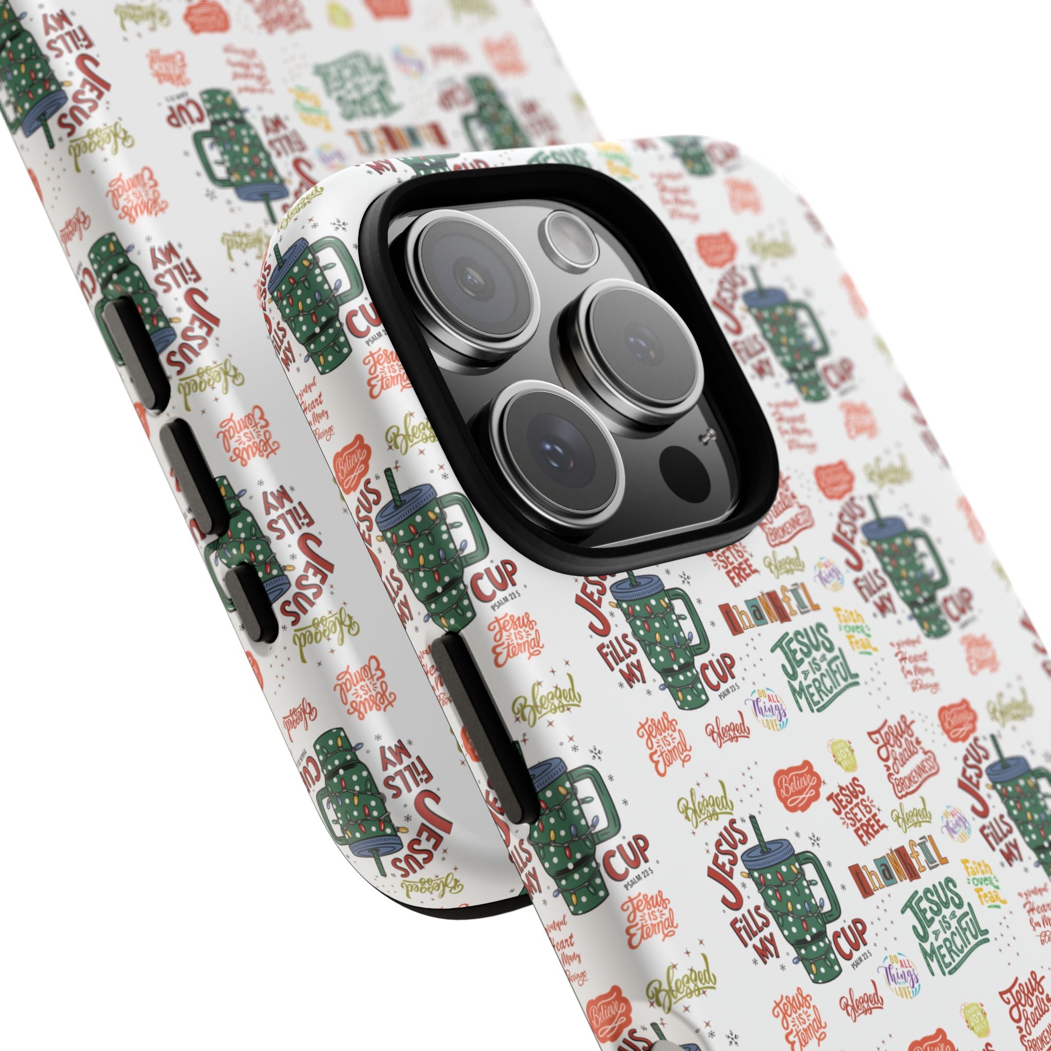 Jesus Fill My Cup Phone Case Cute Floral Design in Red, Pink, Blue – Aesthetic Protective Case for iPhone and  Android