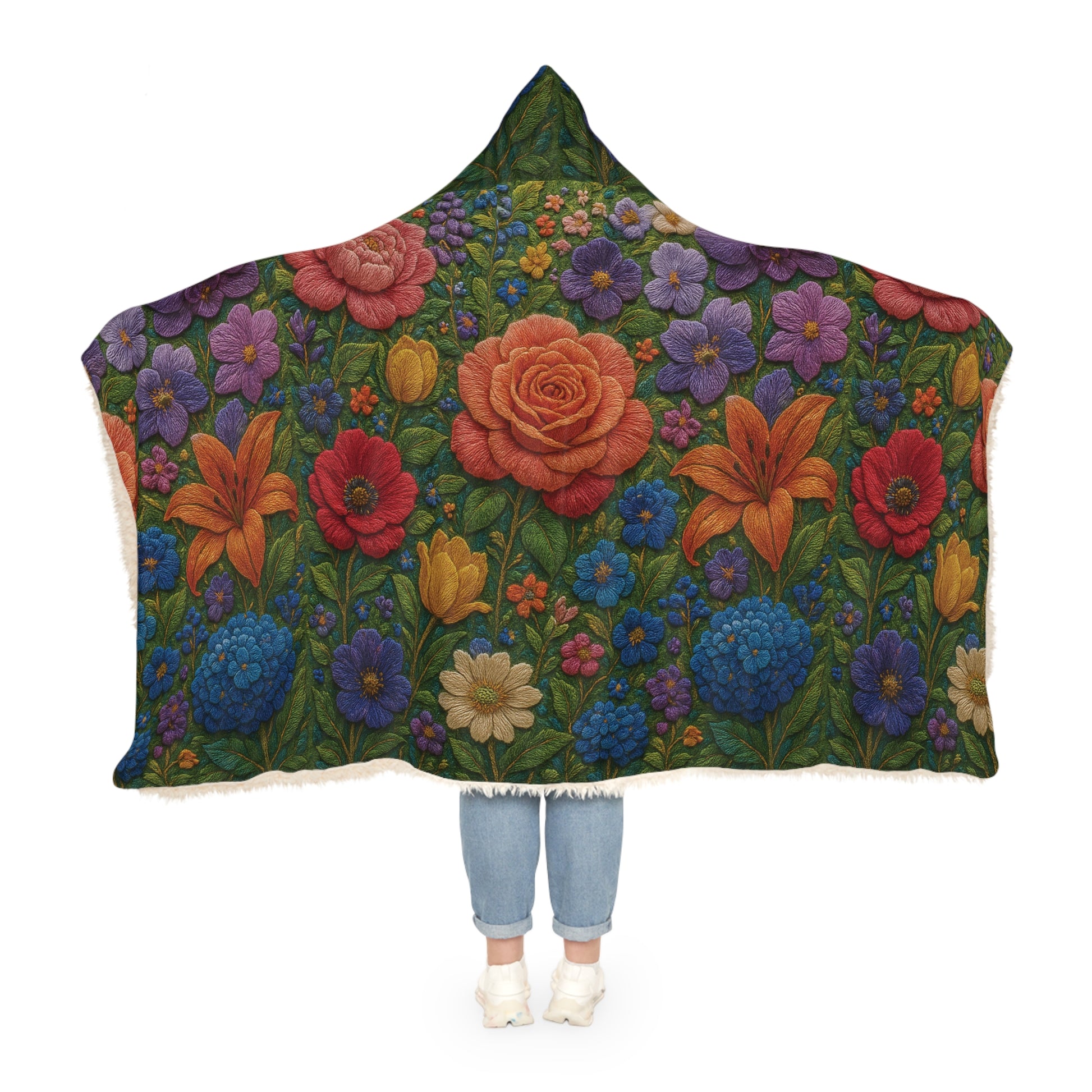 Bright 3D Illusion Flower Hooded Blanket – Ultra-Soft Wearable Throw with Vibrant Floral Art, Cozy Warm Snuggle Gift for Adults & Kids