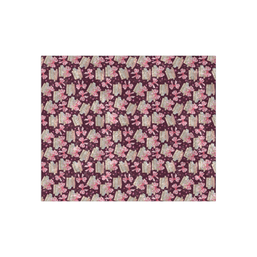 Luxurious Crushed Velvet Blanket Ultra-Soft, Cozy & Stylish | Coquette Pink Bows & Books Design | 50x60 Throw for Elegant Home Decor Perfect for sofas - MRSBYVALLE