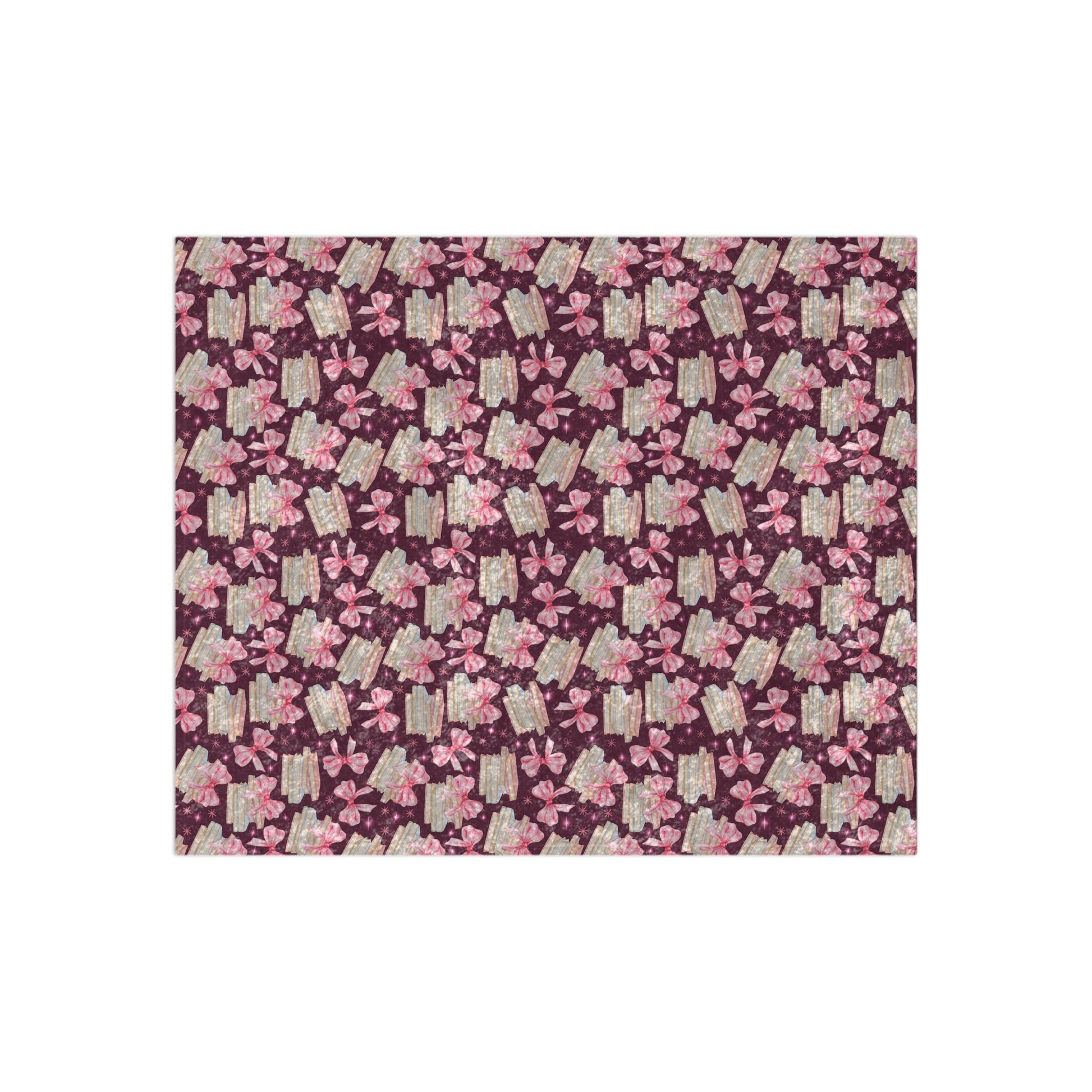 Luxurious Crushed Velvet Blanket Ultra-Soft, Cozy & Stylish | Coquette Pink Bows & Books Design | 50x60 Throw for Elegant Home Decor Perfect for sofas - MRSBYVALLE