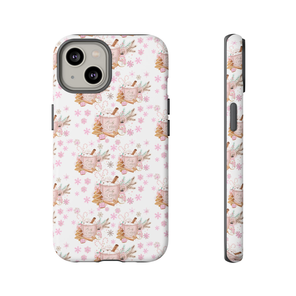 Baby it's Cold Outside Pink and White Phone Case Unique Holiday Protection for Your Device | Stylish & Durable Cover Gift for Her Phone 15, Samsung iPhone Samsung Accessory Gift for Her