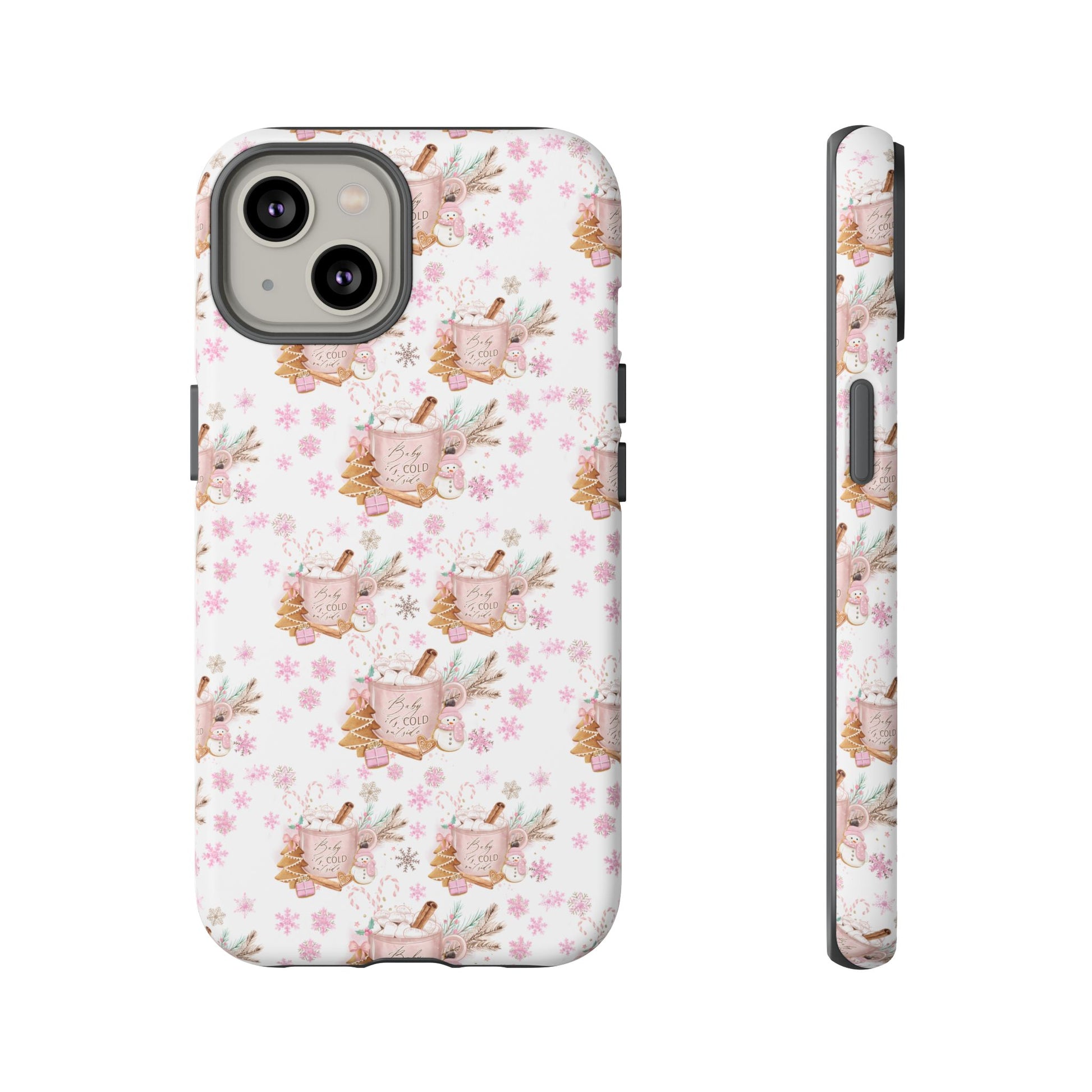 Baby it's Cold Outside Pink and White Phone Case Unique Holiday Protection for Your Device | Stylish & Durable Cover Gift for Her Phone 15, Samsung iPhone Samsung Accessory Gift for Her