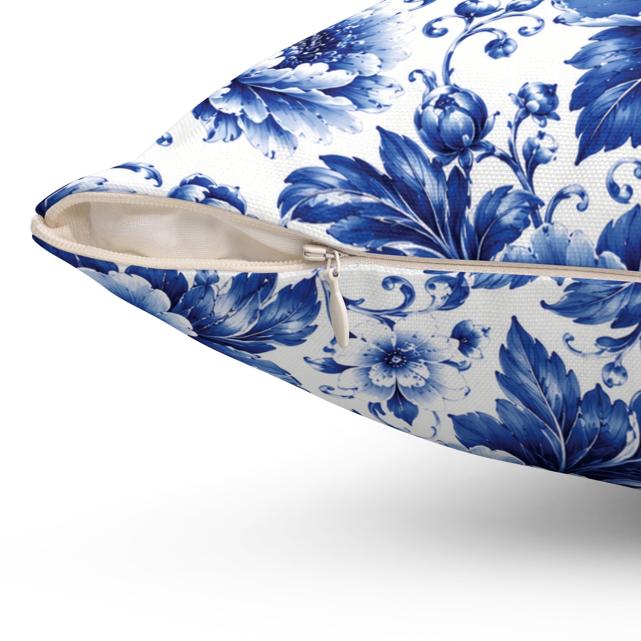 Blue & White Chinoiserie Peony Throw Pillow | Luxury Grandmillennial Floral Cushion Cover Vintage