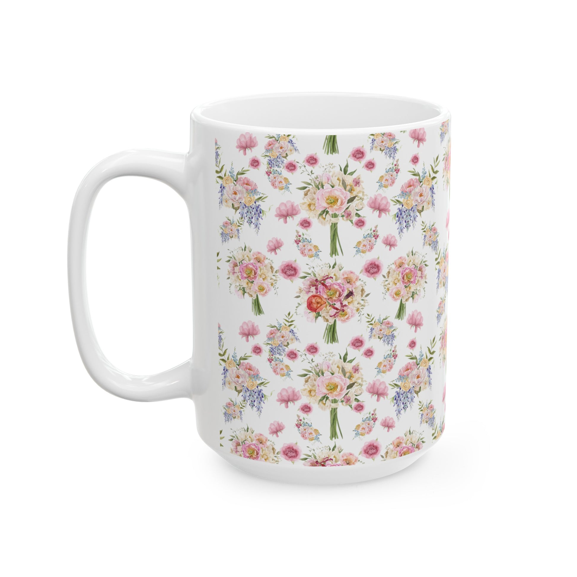 Pastel Wildflower Coffee Ceramic Mugs Perfect for Your Morning Brew | 11 oz & 15 oz Sizes Floral Mug for Tea, Cocoa, and More Unique Bohemian Design Gift for Nature Lovers - MRSBYVALLE