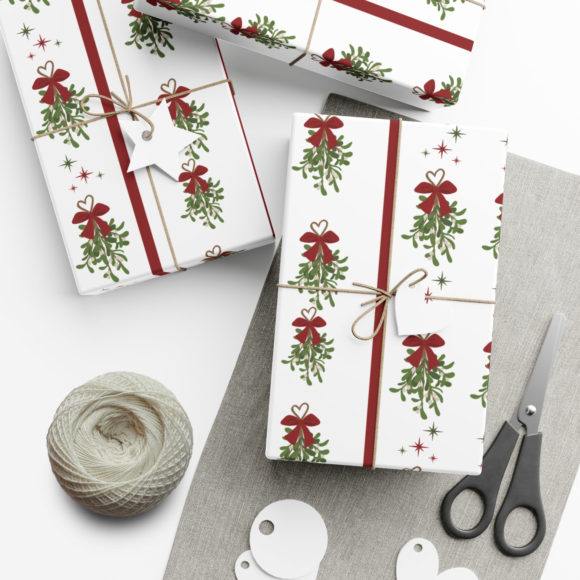 Mistletoe Christmas Wrapping Paper | Elegant 3D Holiday Gift Wrap | Christmas Wrapping paper