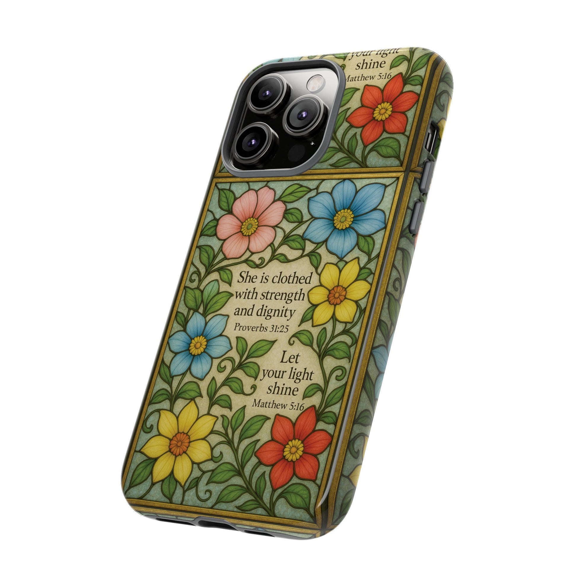 Pastel Floral Stained Glass Bible Verse Phone Case Christian Affirmation, Soft Faith Design, iPhone Samsung Google, Inspirational Gift for HerGift for Christians