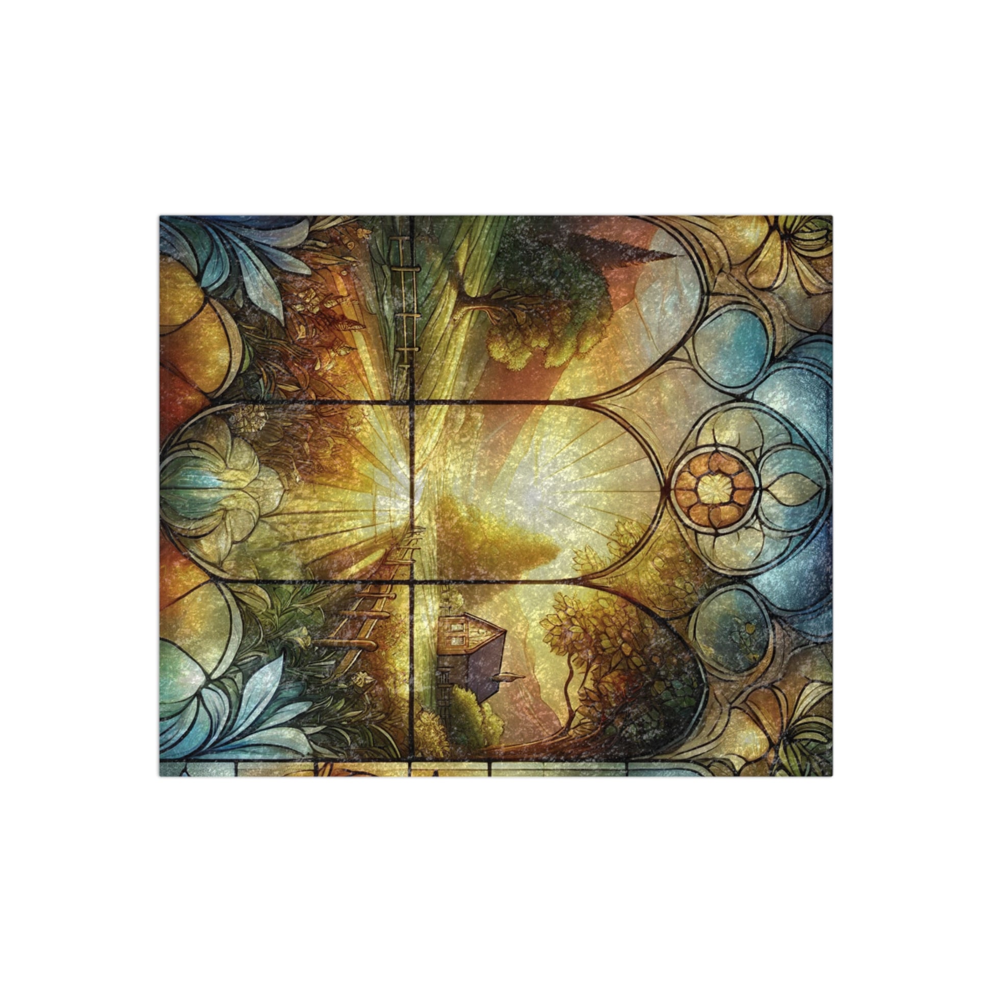 Farmhouse Sunset Crushed Velvet Blanket Cozy 50x60 Inch Country Scene Throw with Stained Glass Illusion | Soft, Luxurious Home Decor for Living Room or Bedroom - MRSBYVALLE