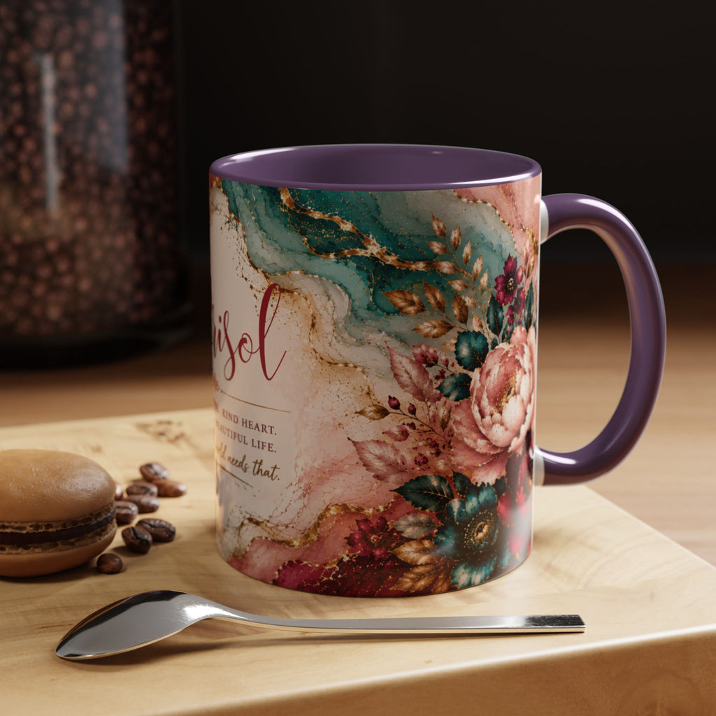 Personalized Name Mug for Women, Inspirational Color Handle Coffee Mug, 11 oz or 15 oz Gift for Her