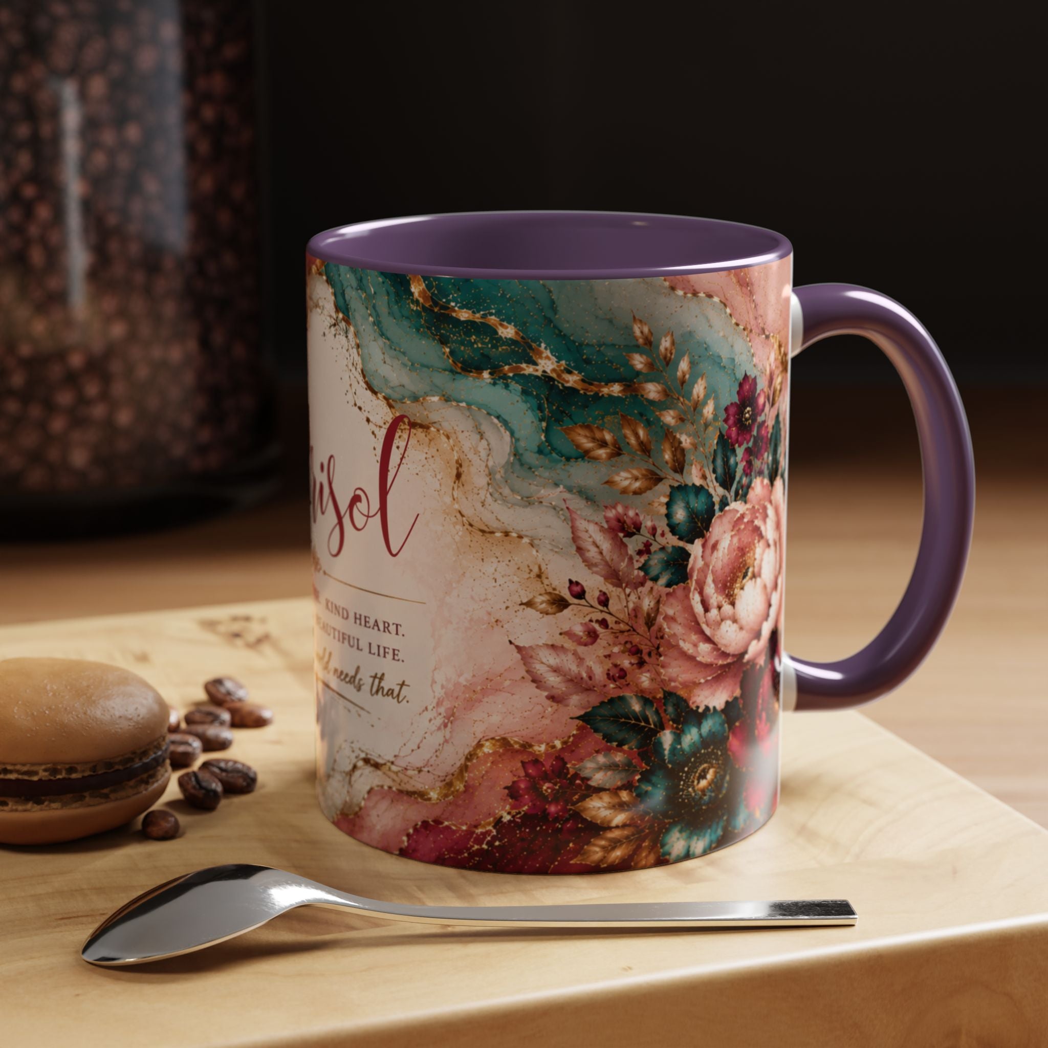 Personalized Name Mug for Women, Inspirational Color Handle Coffee Mug, 11 oz or 15 oz Gift for Her