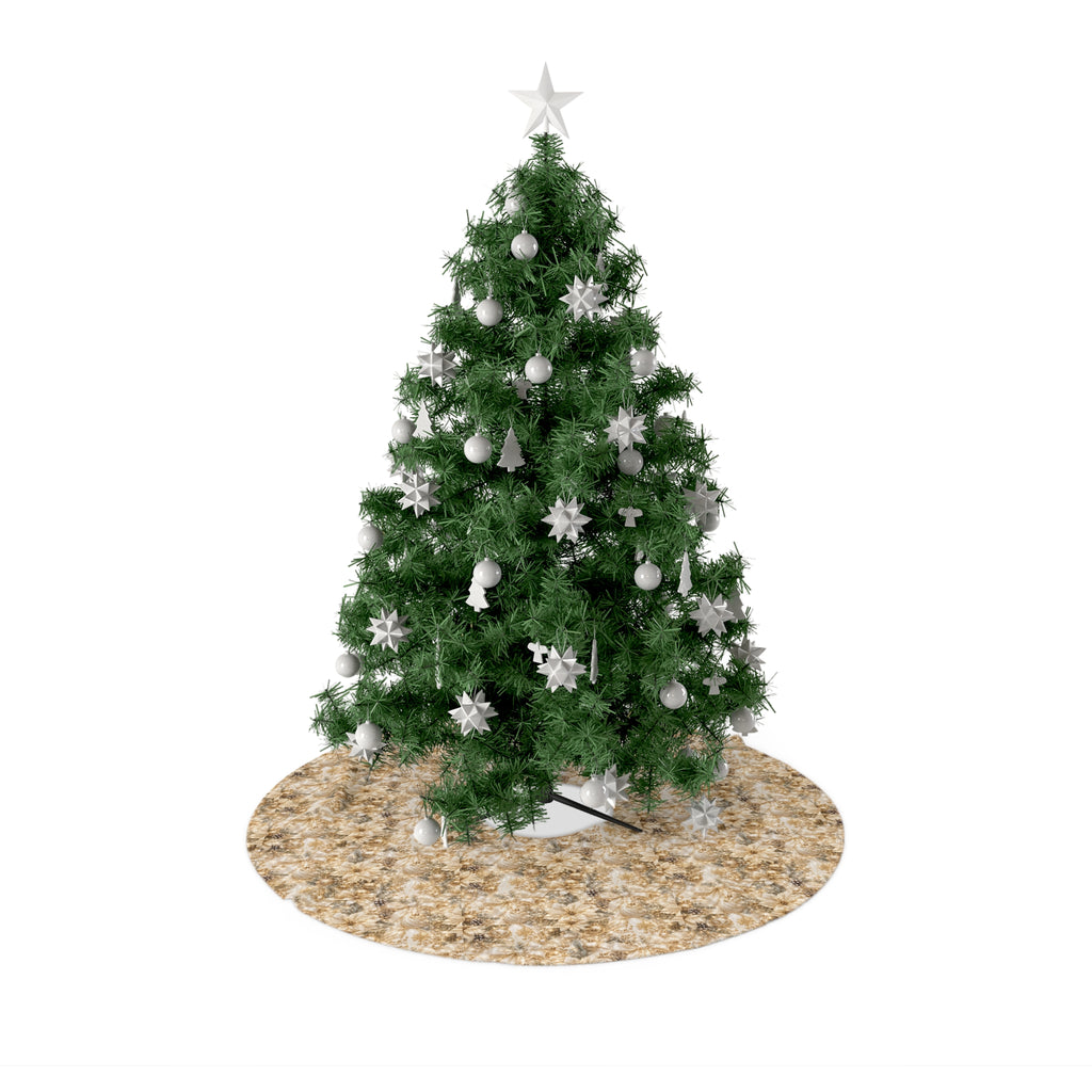 Tree Skirts - White Christmas Floral and Bows Design