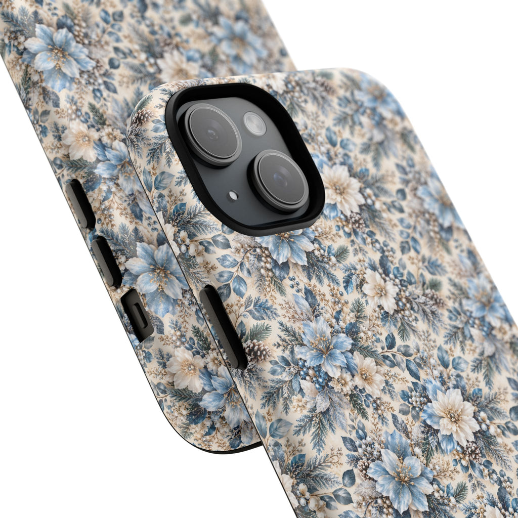 Icy Blue Floral MagSafe Tough Phone Case