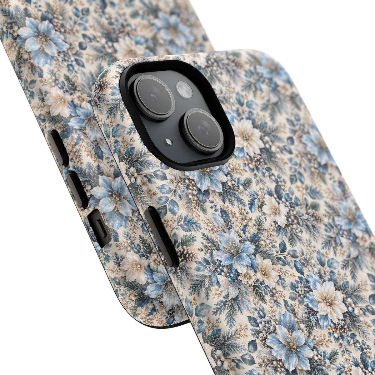 Icy Blue Floral MagSafe Tough Phone Case