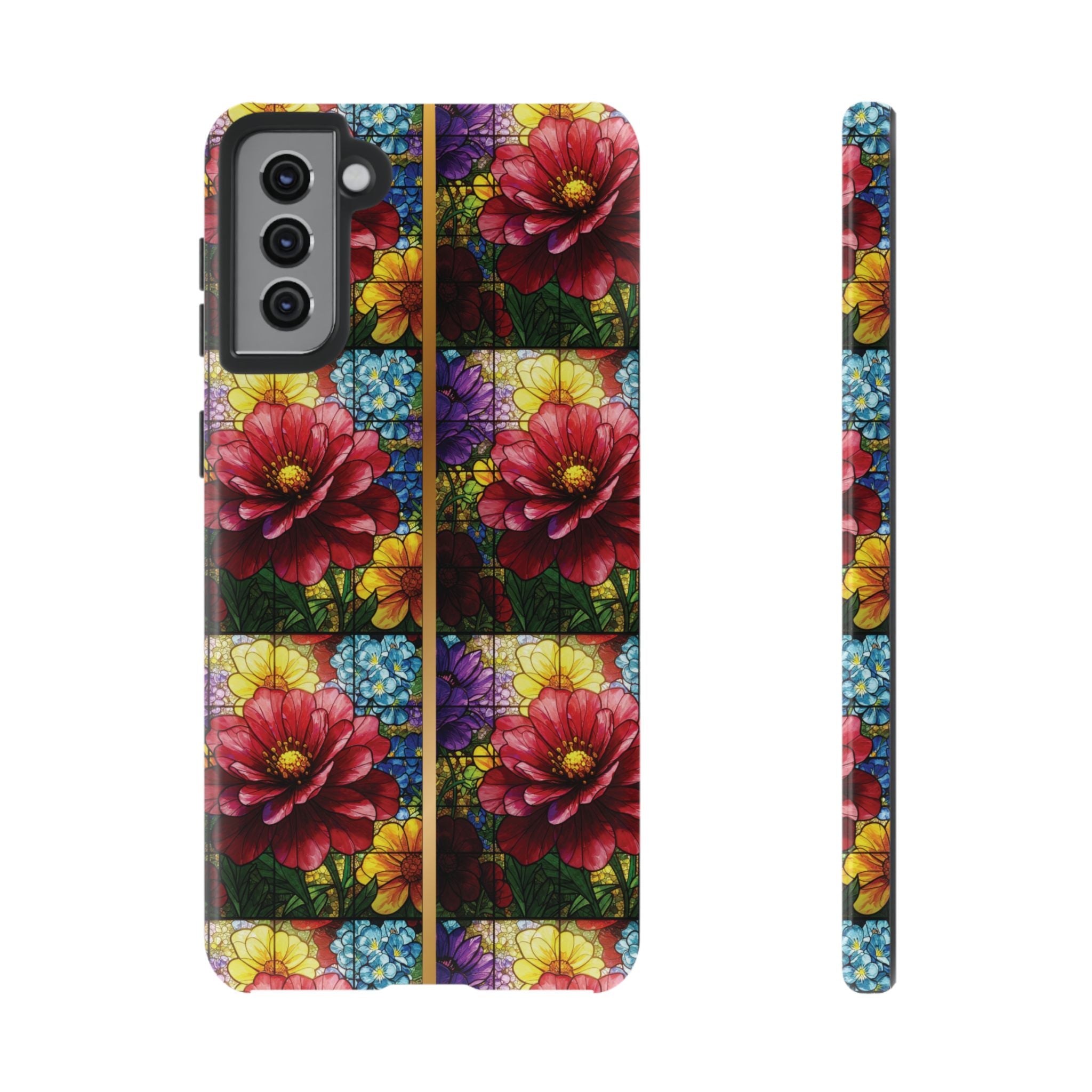 Stained Glass Illusion Floral Phone Case  3D Colorful Flower Design, Protective Christian Gift, Fits iPhone, Samsung, Google Pixel