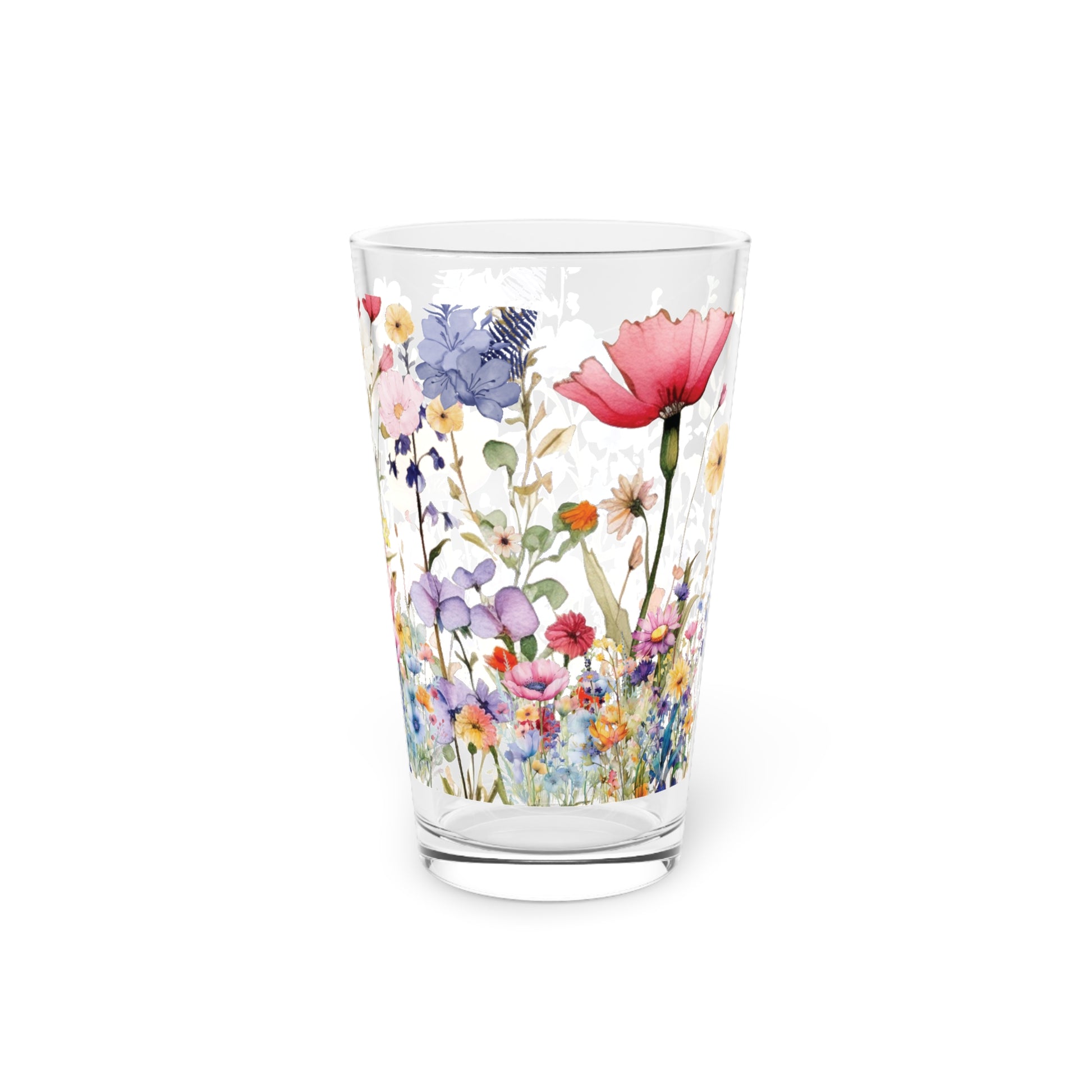 Watercolor Pink Purple Floral 16oz Pint Glass Delicate Blooms for Refreshing Sips Art Gifts, Party Drinkware, Cocktail Glass Drinkware, Housewarming Perfect Gift Party Drinkware, Cocktail, Wedding Perfect for Parties - MRSBYVALLE