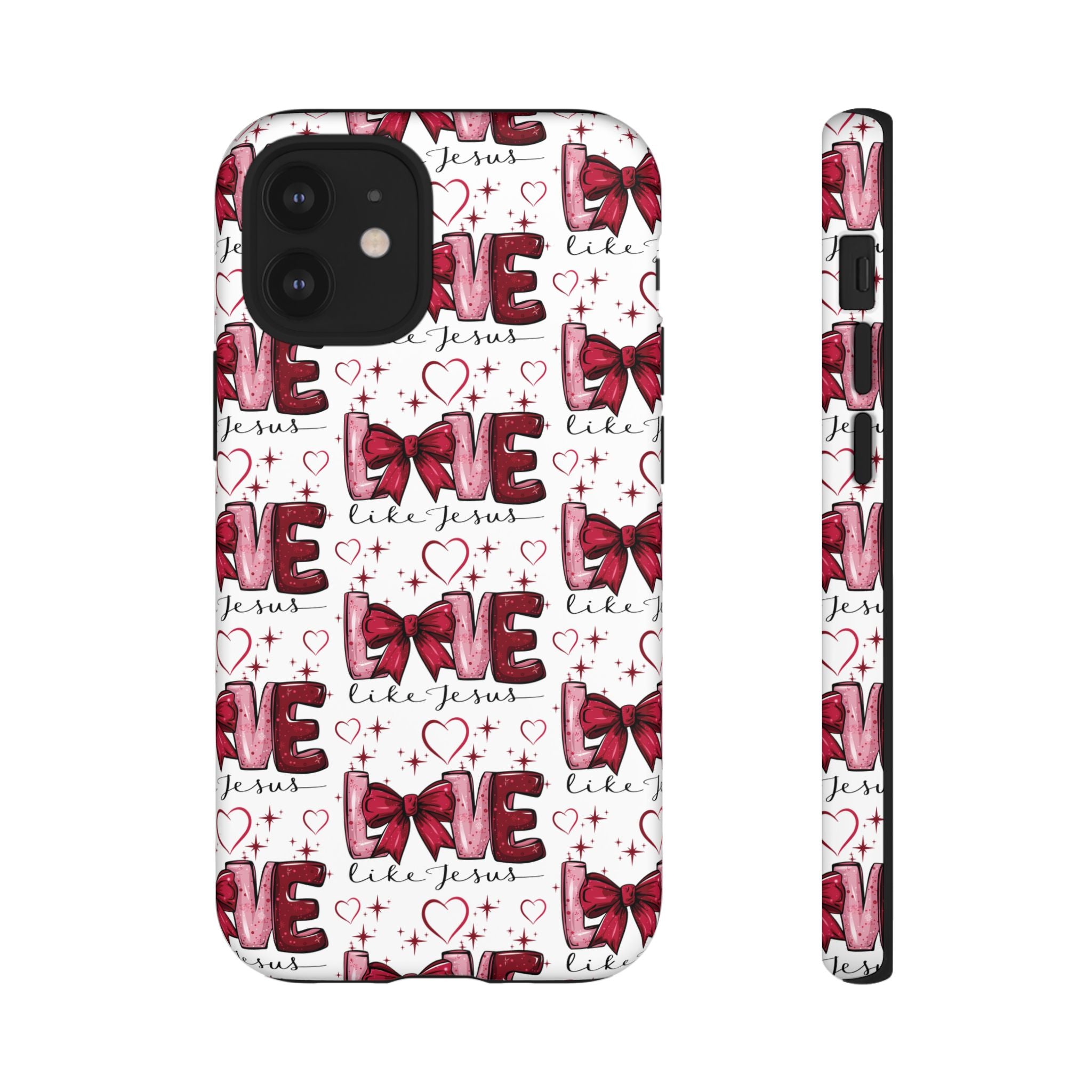 Love Like Jesus Red Bows and Hearts—Tough, Faithful Phone Cases & Religious iPhone Accessories: Protect Your Device & Show Your Faith