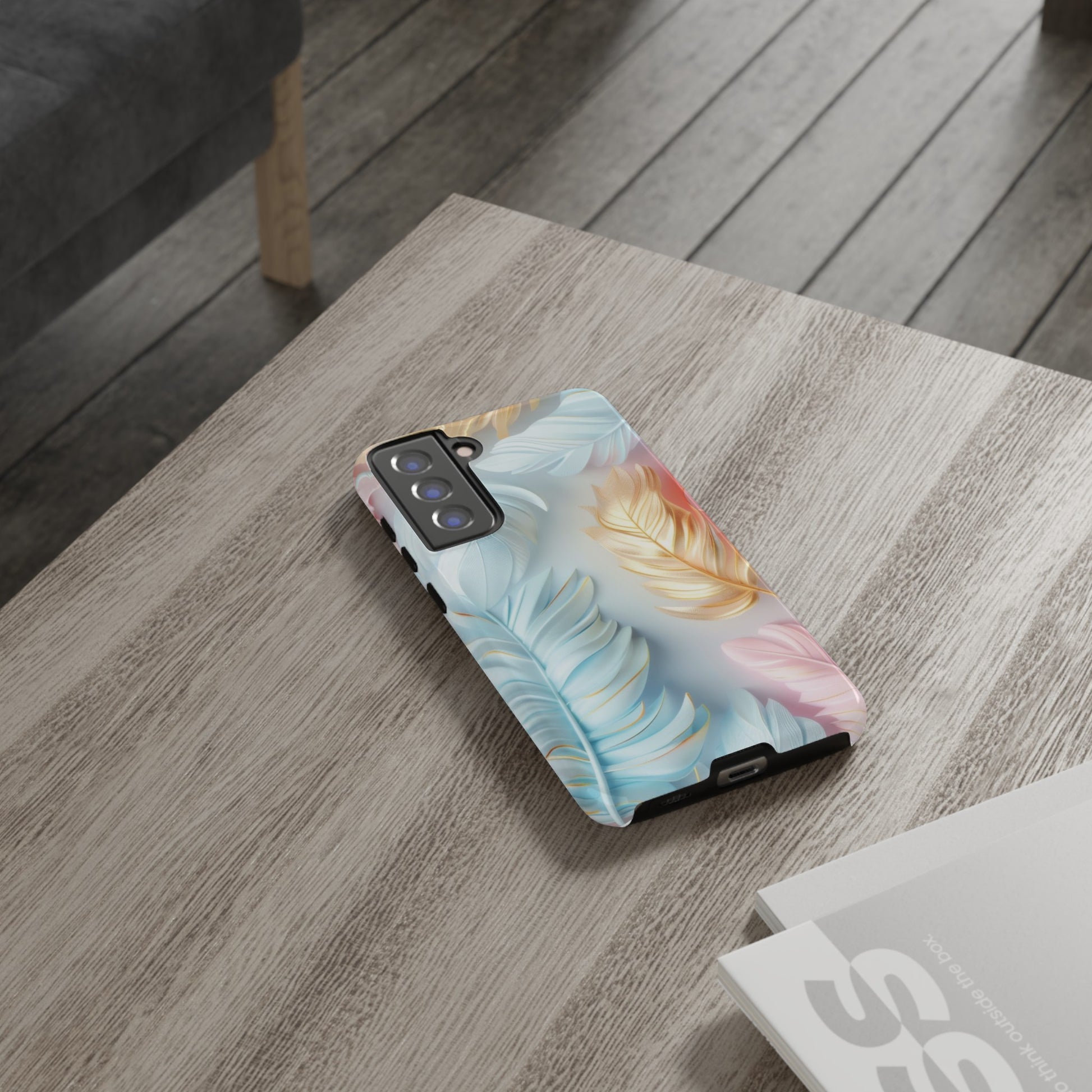 Pastel Feathers Protective Phone Case Gift for Her Phone 15, Samsung iPhone Samsung Gift for Her Case iPhone 15, Samsung iPhone Samsung Accessory Gift for Her