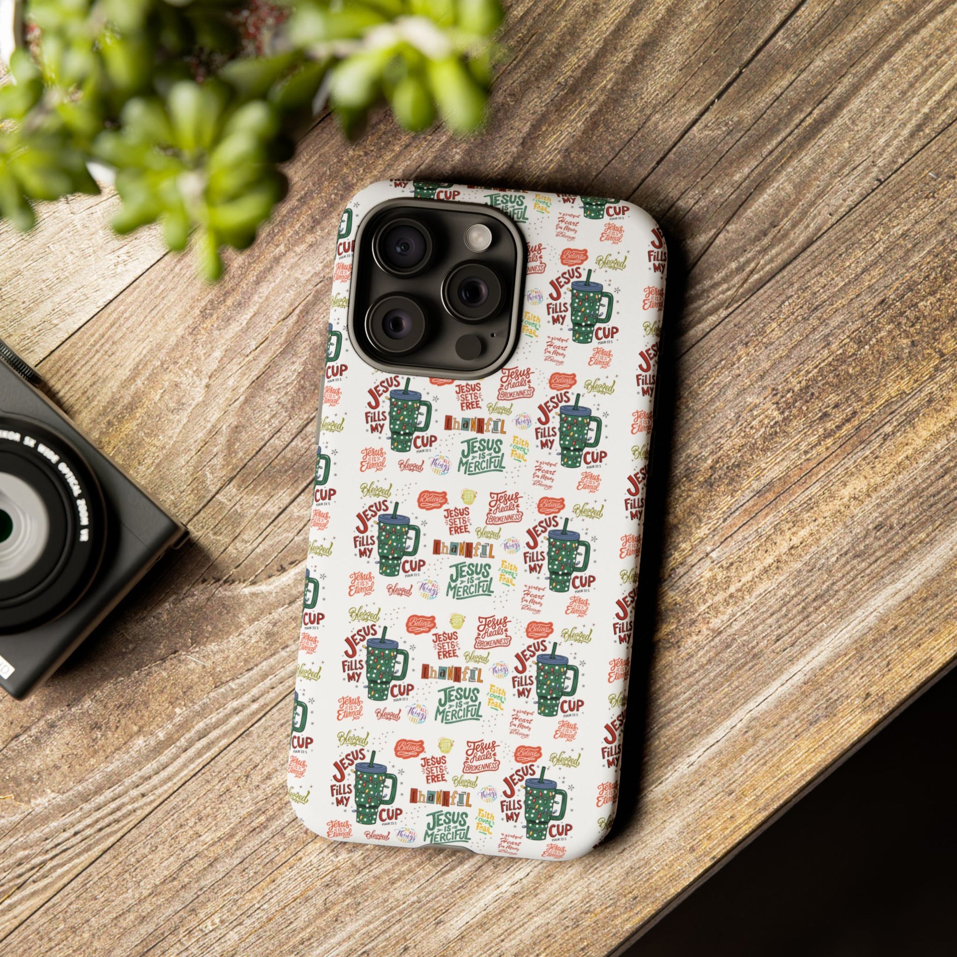 Jesus Fill My Cup Phone Case Cute Floral Design in Red, Pink, Blue – Aesthetic Protective Case for iPhone and  Android