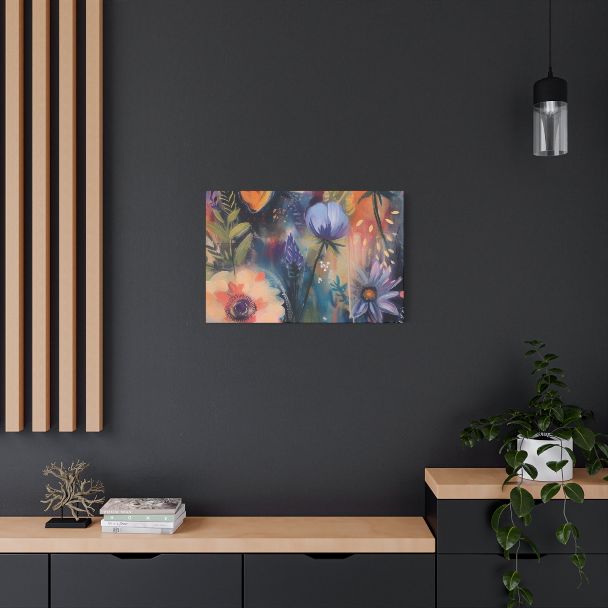 Boho Floral Wall Art Matte Canvas Stretched, Vibrant Botanical Design, Perfect for Living Room, Bedroom, or Office Decor, Adds a Stylish Touch to Any Space1.25" - MRSBYVALLE
