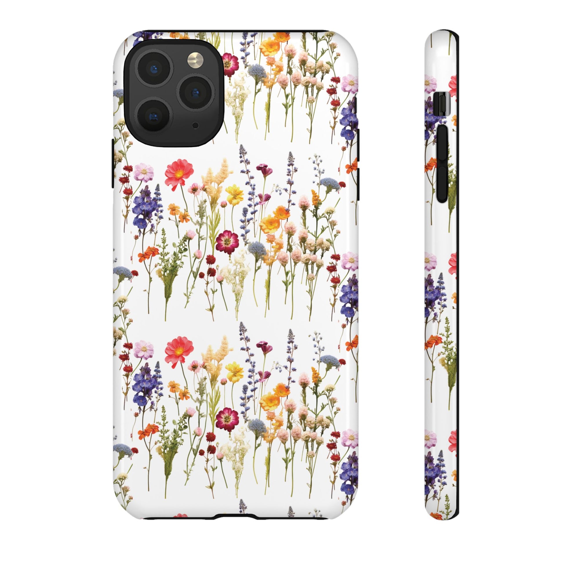 White Best Phone Case Press Flowers Floral 3D Illusion Luxury Tough Case Floral Elegant Durable Stylish for Modern Devices iPhone 17, 16, 15, Samsung iPhone Samsung Accessory Gift for Her