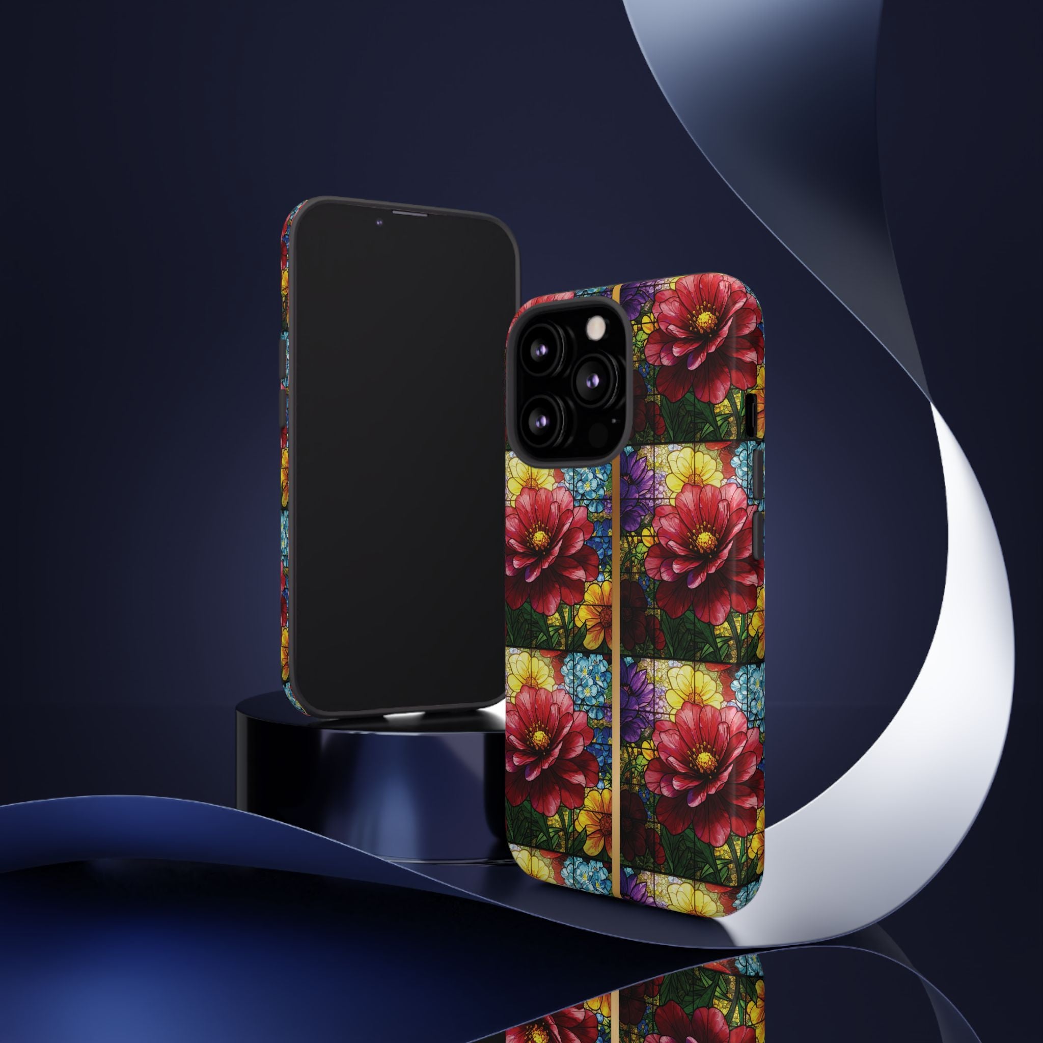 Stained Glass Illusion Floral Phone Case  3D Colorful Flower Design, Protective Christian Gift, Fits iPhone, Samsung, Google Pixel