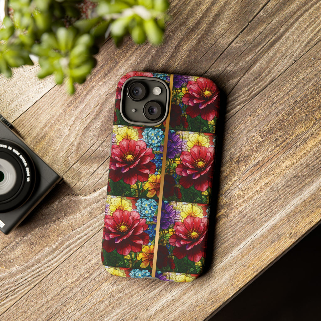 Stained Glass Illusion Floral Phone Case  3D Colorful Flower Design, Protective Christian Gift, Fits iPhone, Samsung, Google Pixel