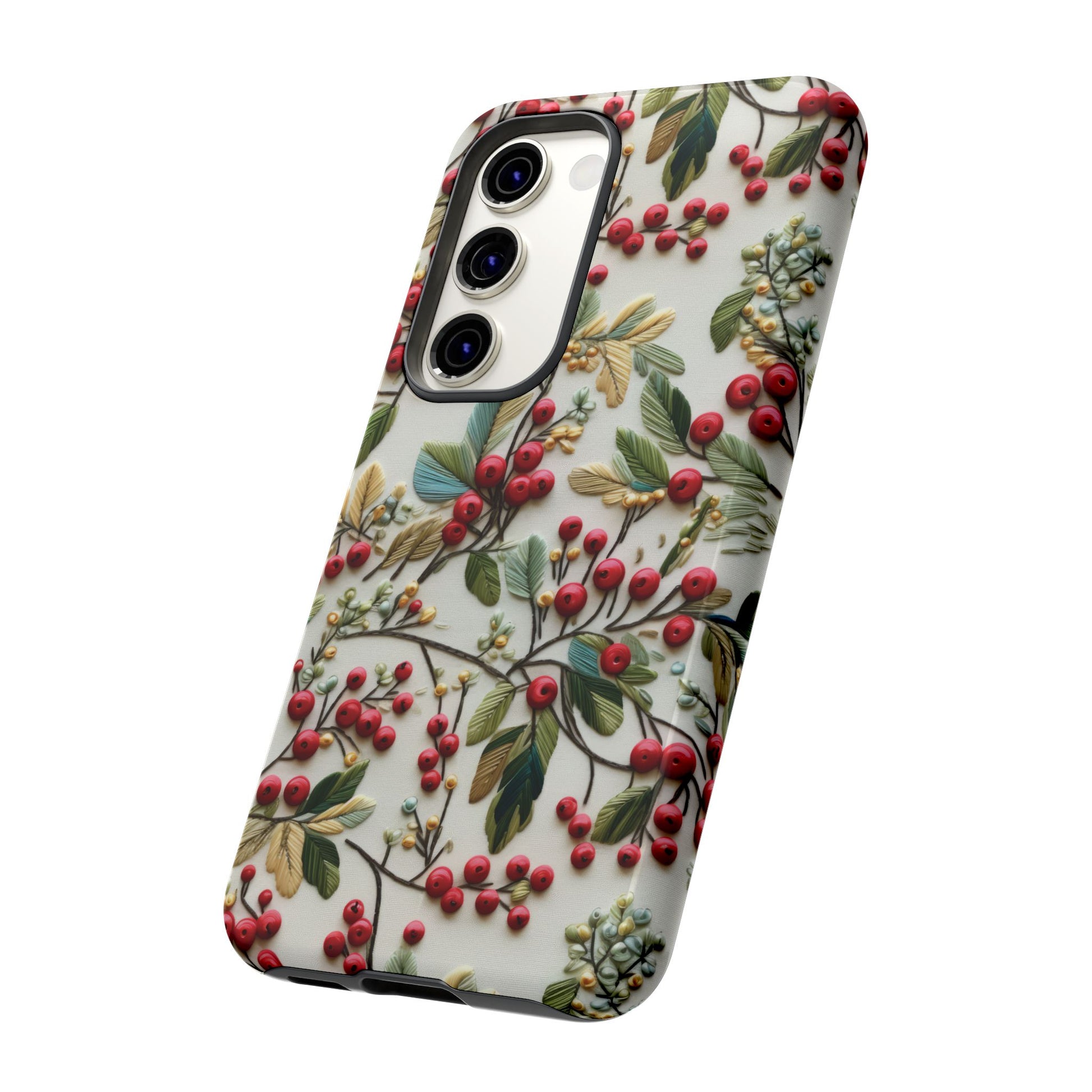 Holly Christmas Wildflowers Boho Chic Design Phone Case - Stylish, Protective Cover for All Models Gift for Mom Accessory Gift for Her