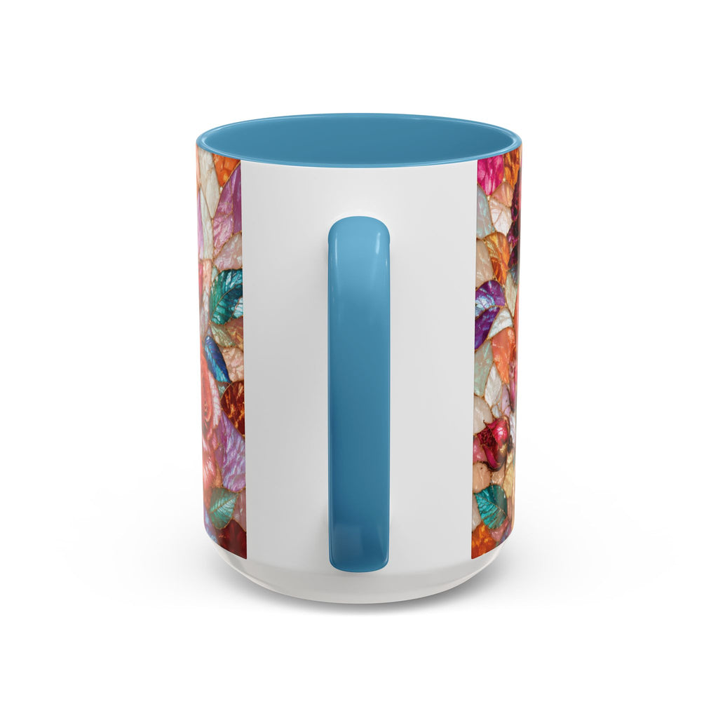 Floral Stained-Glass Accent Coffee Mug Colorful Rose Pattern (11/15 oz) Gift for Her