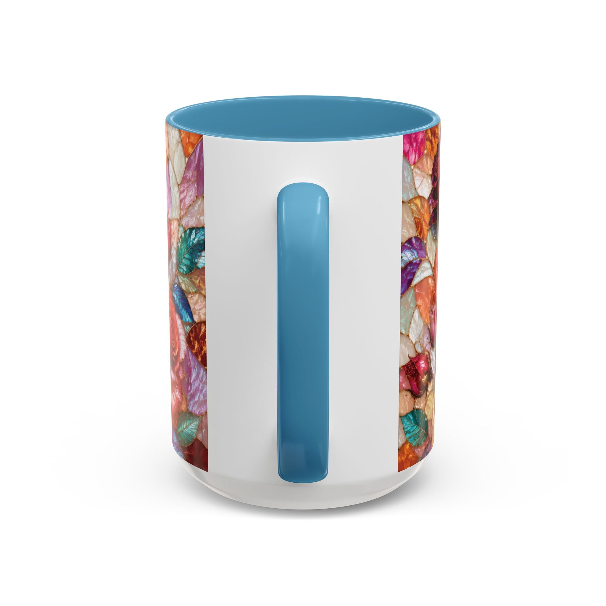 Floral Stained-Glass Accent Coffee Mug Colorful Rose Pattern (11/15 oz) Gift for Her