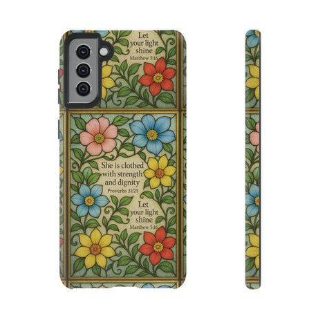 Pastel Floral Stained Glass Bible Verse Phone Case Christian Affirmation, Soft Faith Design, iPhone Samsung Google, Inspirational Gift for HerGift for Christians