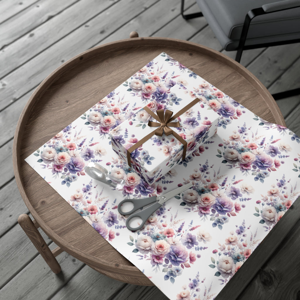 Pastel Wildflowers Gift Wrap It's Perfect for Weddings, Bridal & Baby Showers Eco-Friendly, Vibrant Design in Matte/Satin, All Occasion.