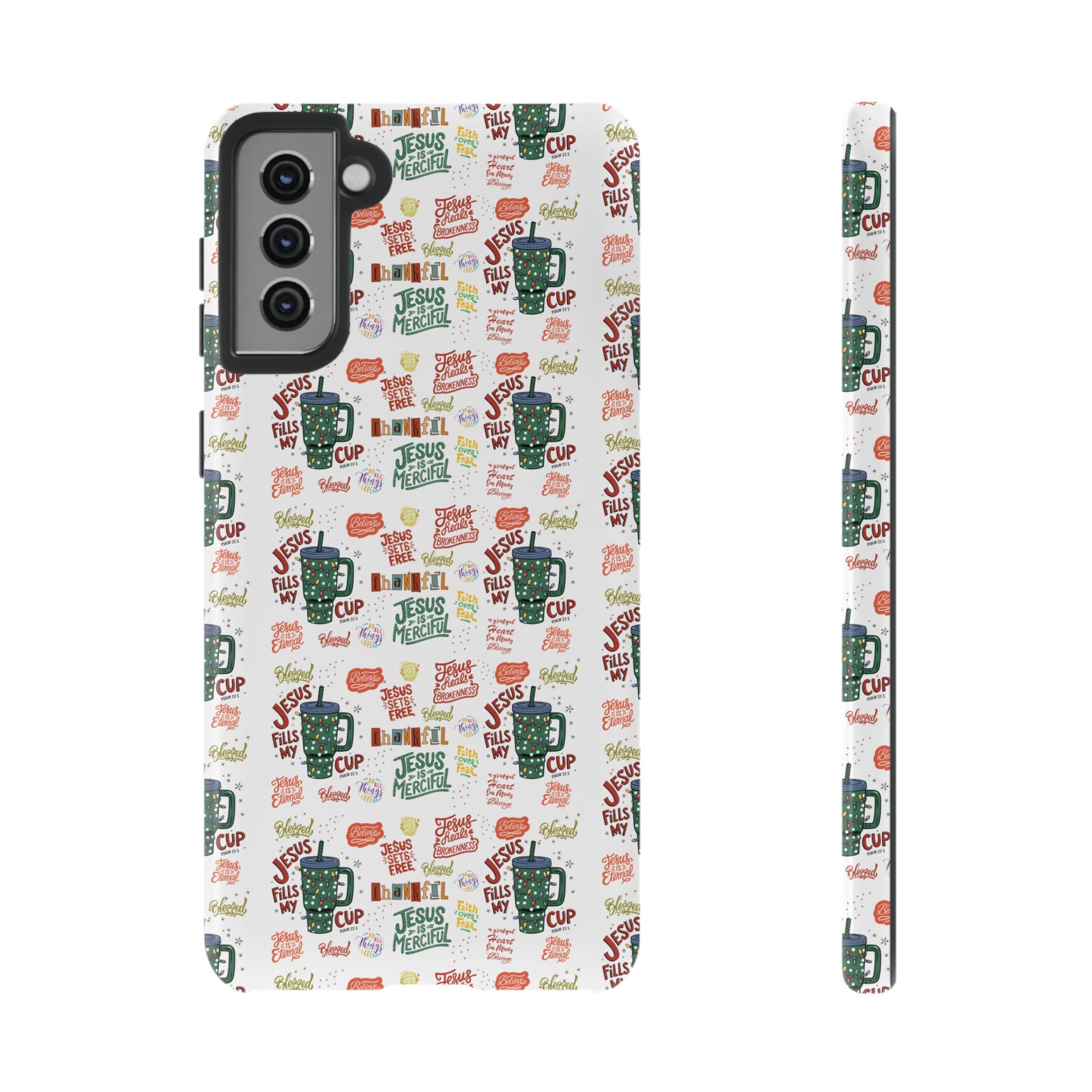 Jesus Fill My Cup Phone Case Cute Floral Design in Red, Pink, Blue – Aesthetic Protective Case for iPhone and  Android
