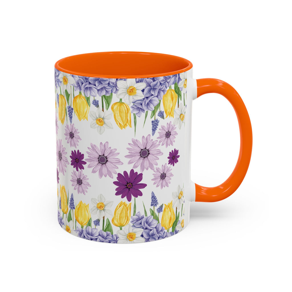 Botanical Floral Mug  Lavender & Yellow Flowers, Ceramic 11oz & 15oz Cup, Ideal Gift for Coffee Lovers, Mother's Day, or Cozy Spring Mornings