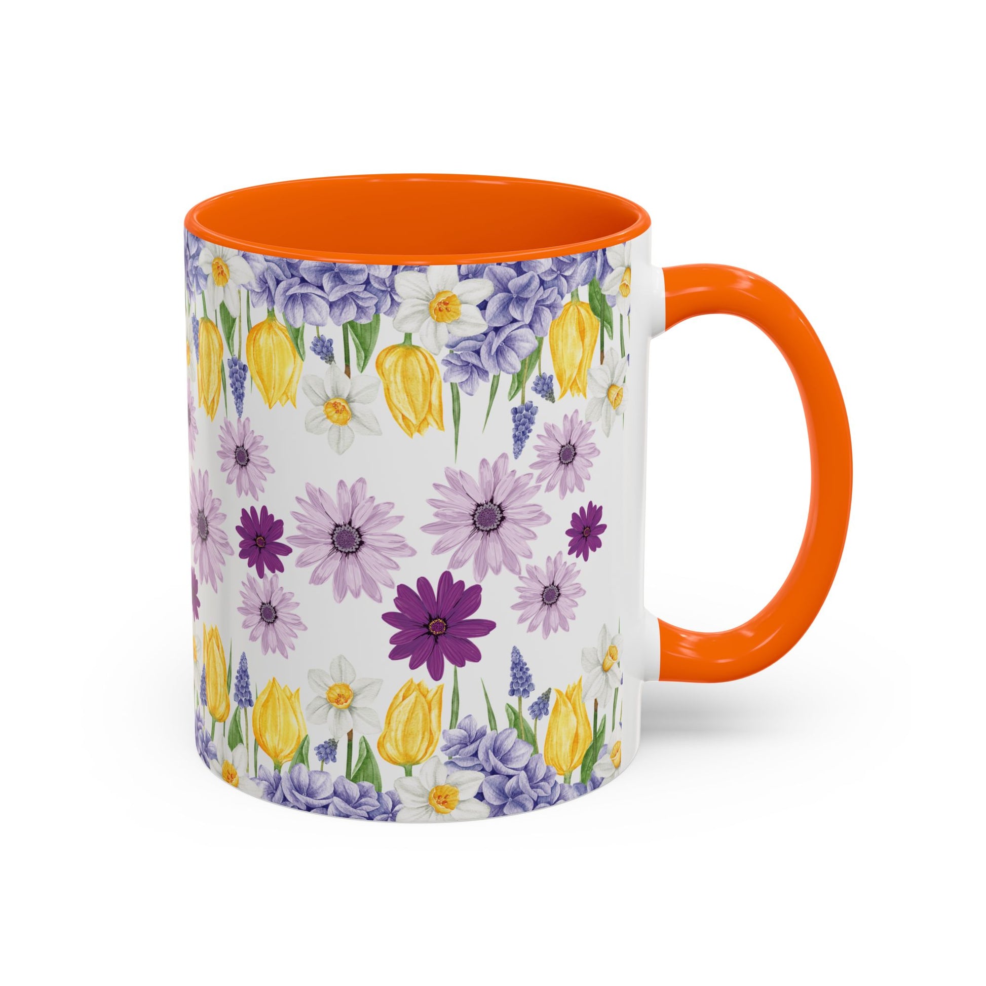 Botanical Floral Mug  Lavender & Yellow Flowers, Ceramic 11oz & 15oz Cup, Ideal Gift for Coffee Lovers, Mother's Day, or Cozy Spring Mornings