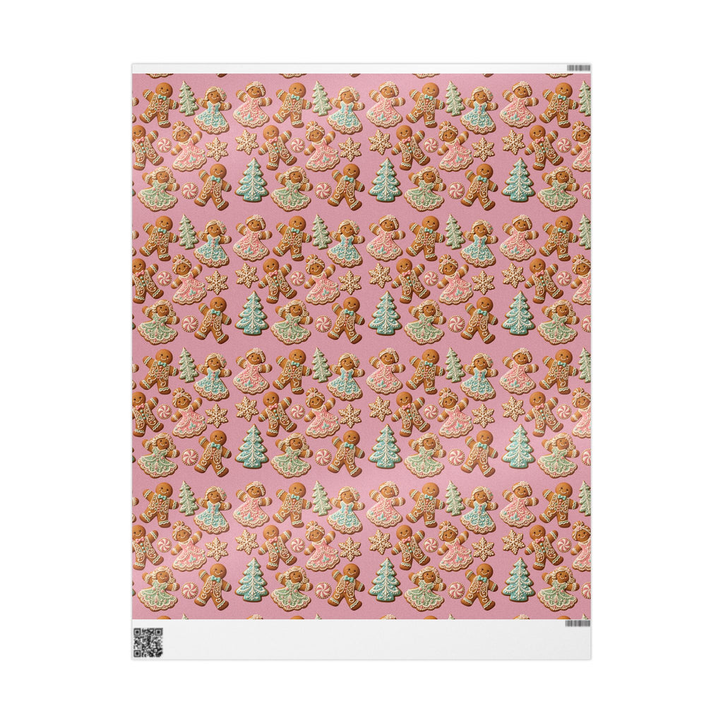 Gingerbread Cookies Pink Wrapping Paper Christmas