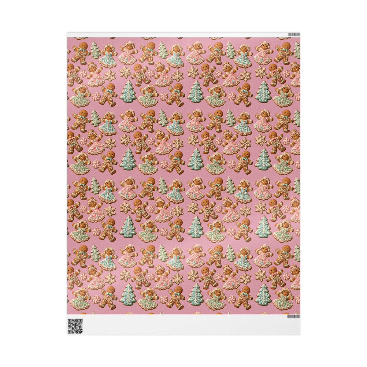 Gingerbread Cookies Pink Wrapping Paper Christmas