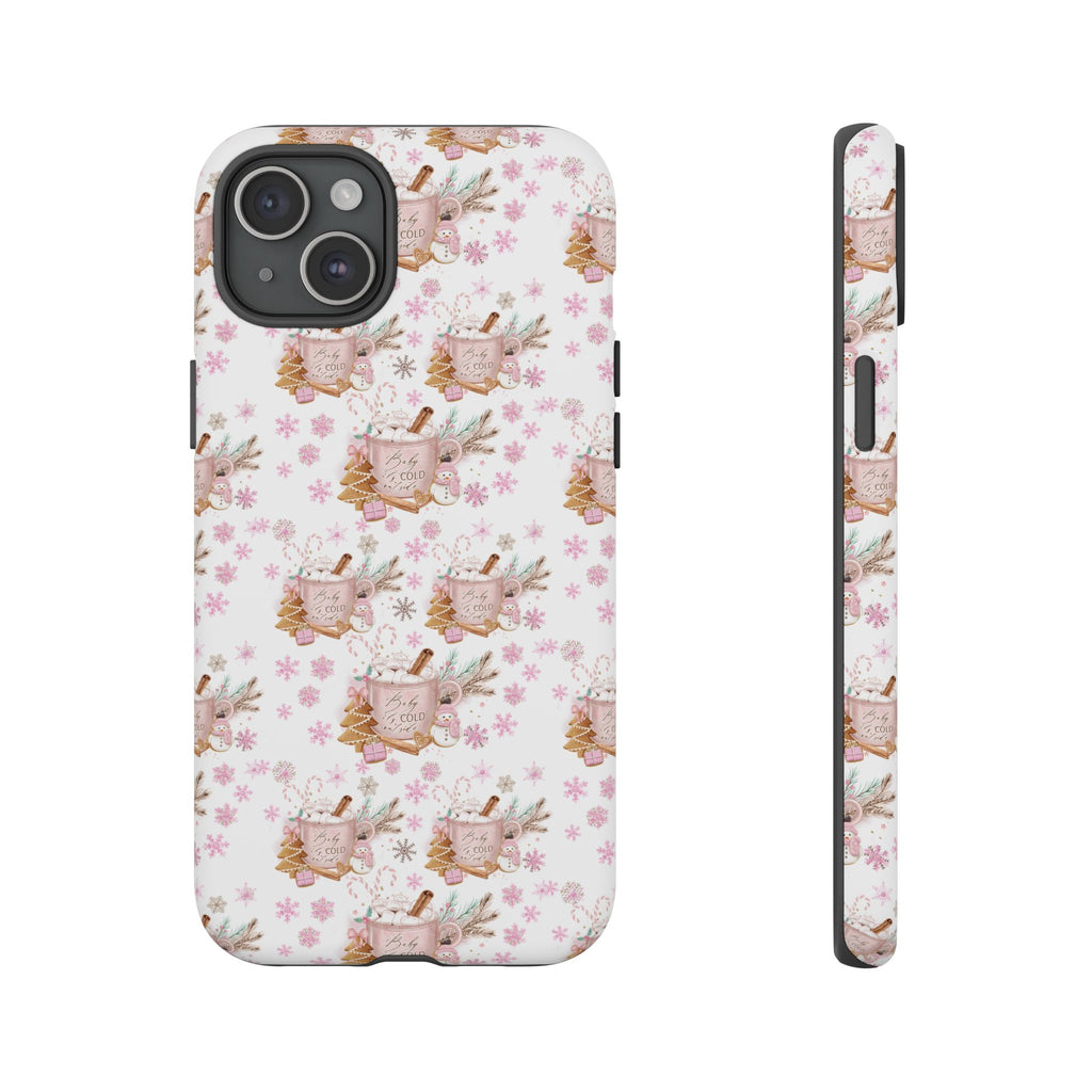 Baby it's Cold Outside Pink and White Phone Case Unique Holiday Protection for Your Device | Stylish & Durable Cover Gift for Her Phone 15, Samsung iPhone Samsung Accessory Gift for Her
