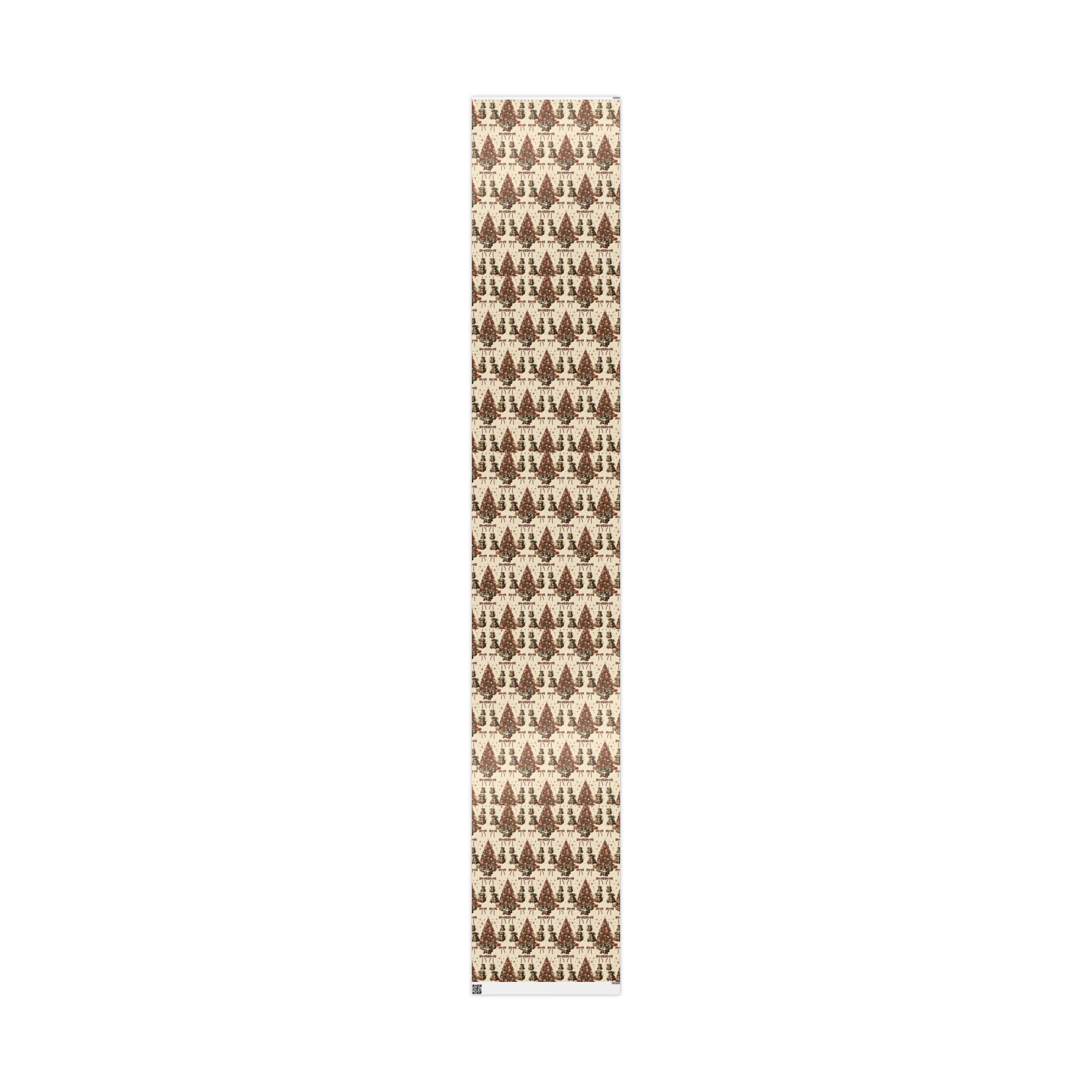 Brown Cozy Christmas Wrapping Paper Warm Holiday Gift Wrap with Tree Pattern  Festive Design