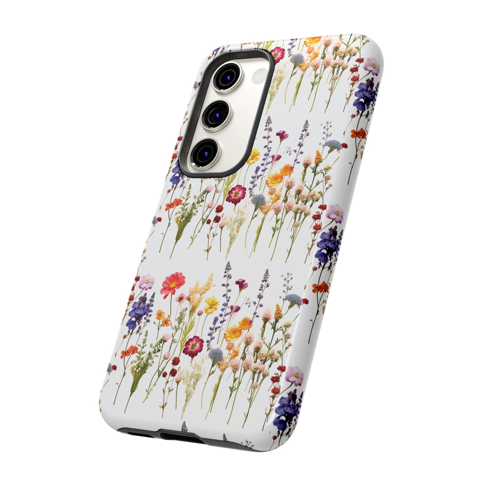 White Best Phone Case Press Flowers Floral 3D Illusion Luxury Tough Case Floral Elegant Durable Stylish for Modern Devices iPhone 17, 16, 15, Samsung iPhone Samsung Accessory Gift for Her