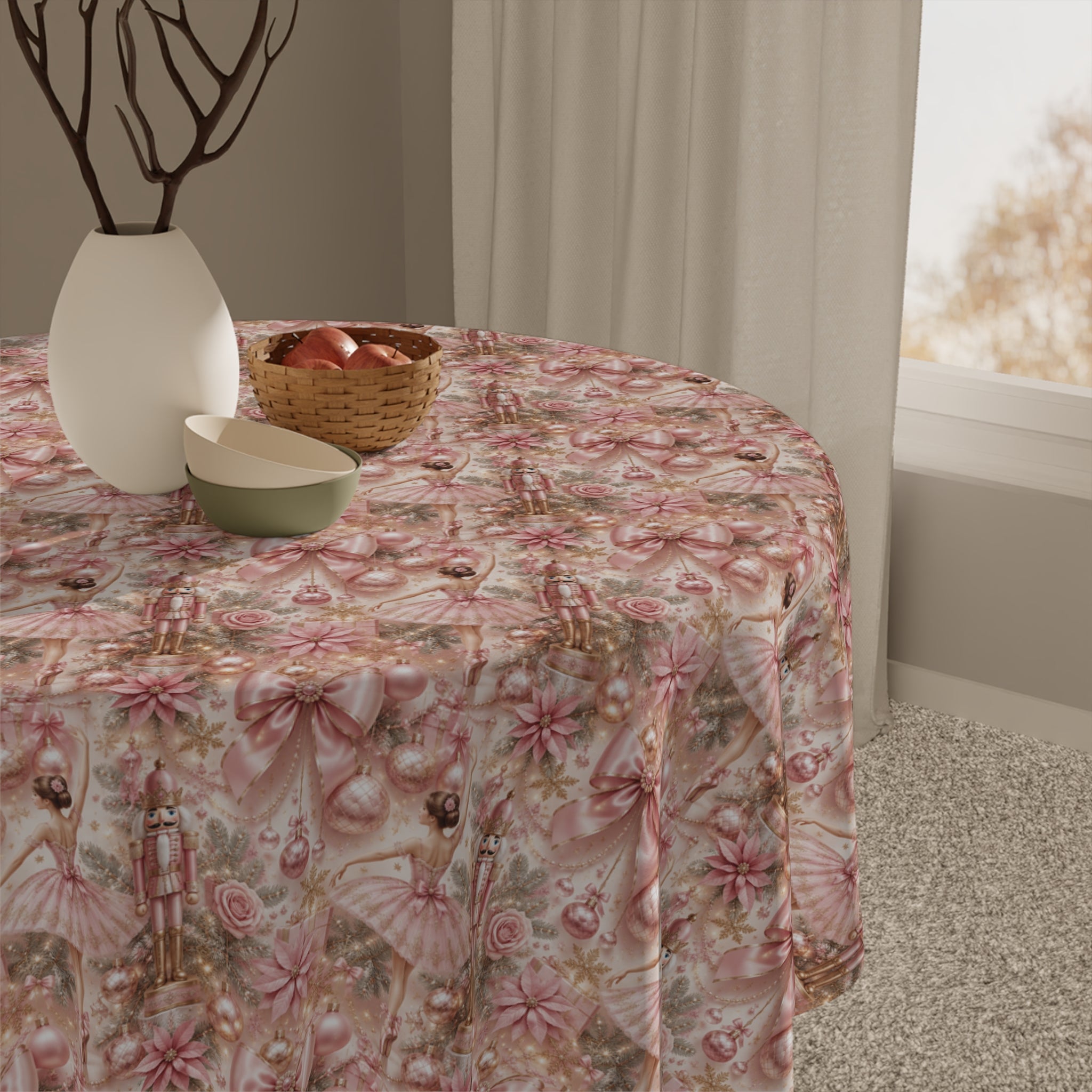 Tablecloth - Pink Nutcracker Ballet Elegant Christmas Decor