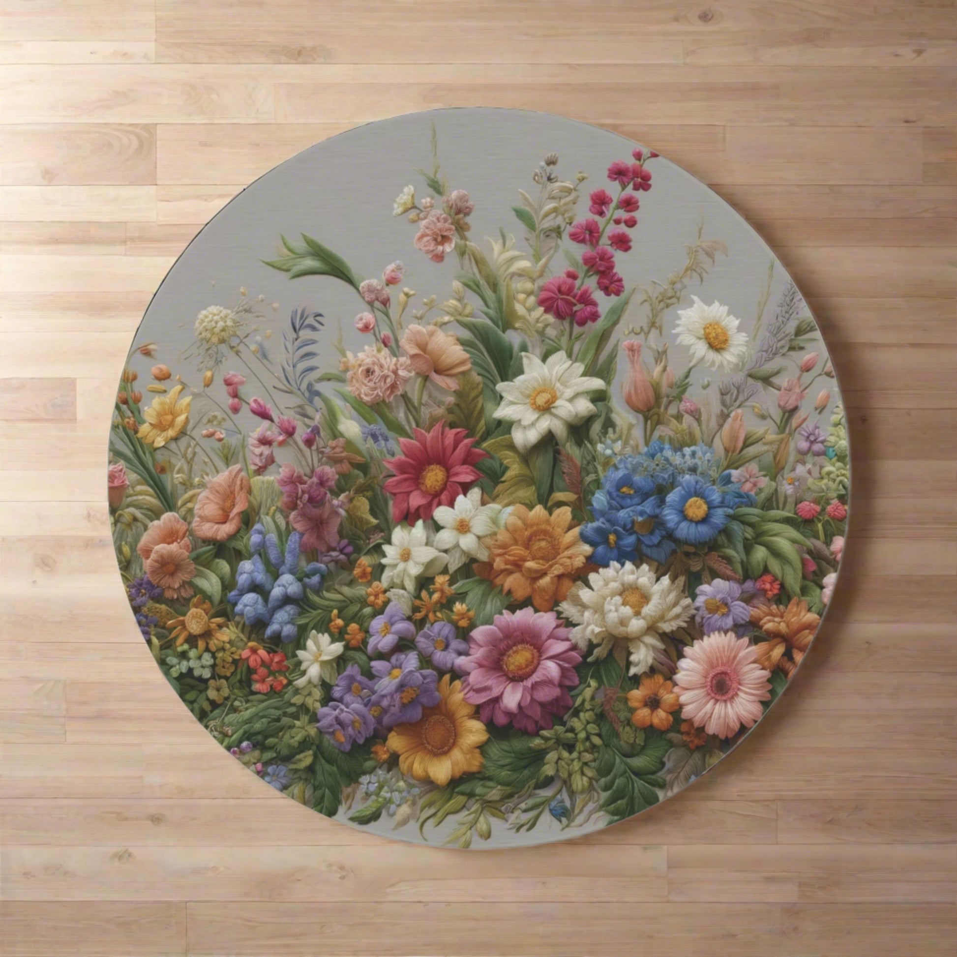 New House Elegant Floral Symphony Round Rug Ideal for Bedrooms, Hallways, and Home Offices Featuring Luxurious Design interior Livingroom.