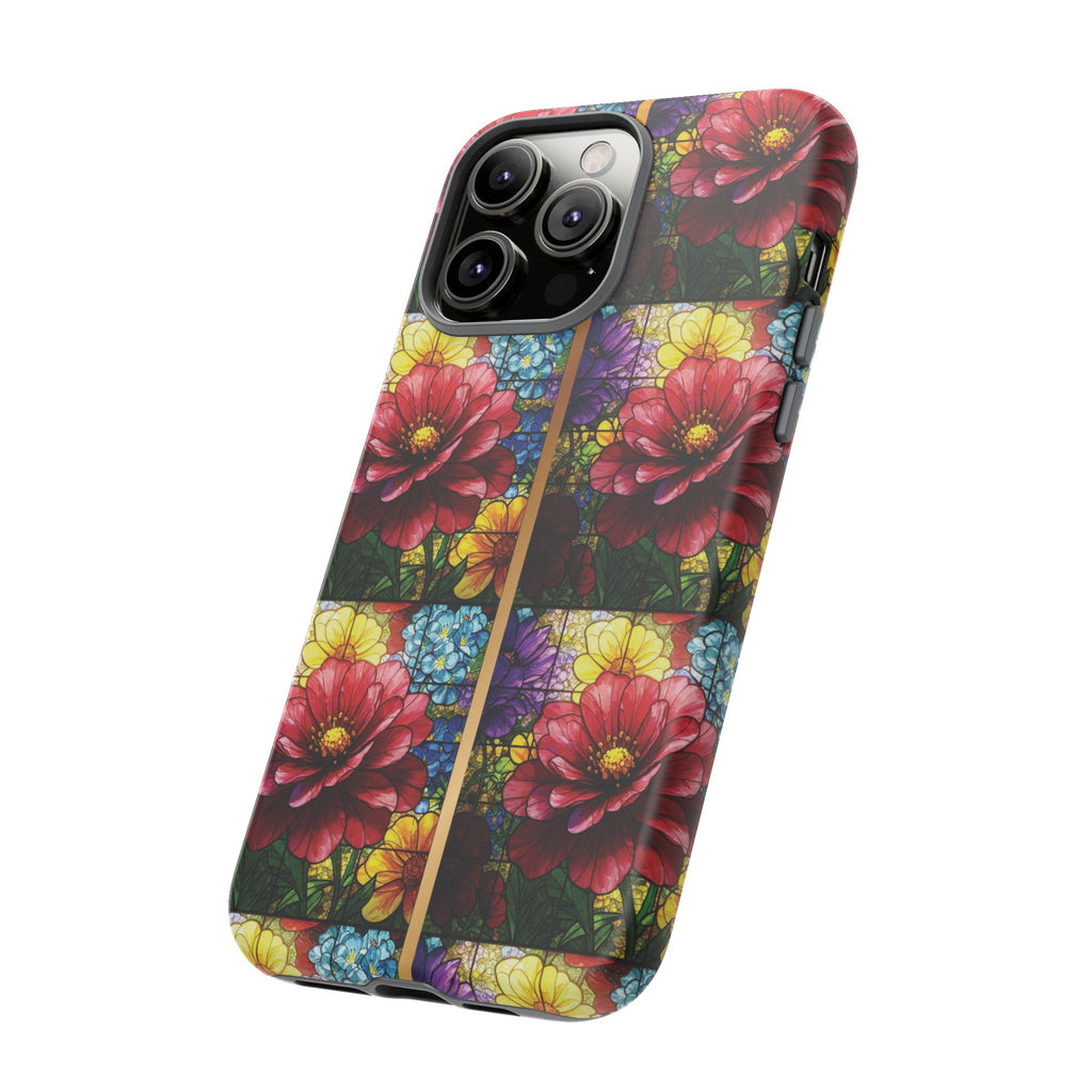 Stained Glass Illusion Floral Phone Case  3D Colorful Flower Design, Protective Christian Gift, Fits iPhone, Samsung, Google Pixel