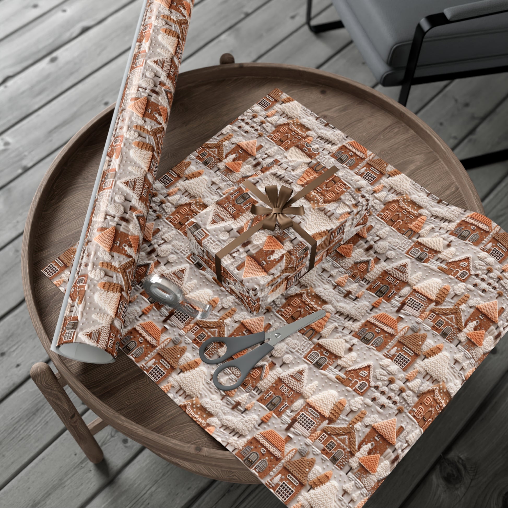 Charming Gingerbread House Wrapping Paper - Festive Holiday Design, Premium Quality, 100% Recyclable, Perfect for Christmas Gifts and Special Occasions - MRSBYVALLE