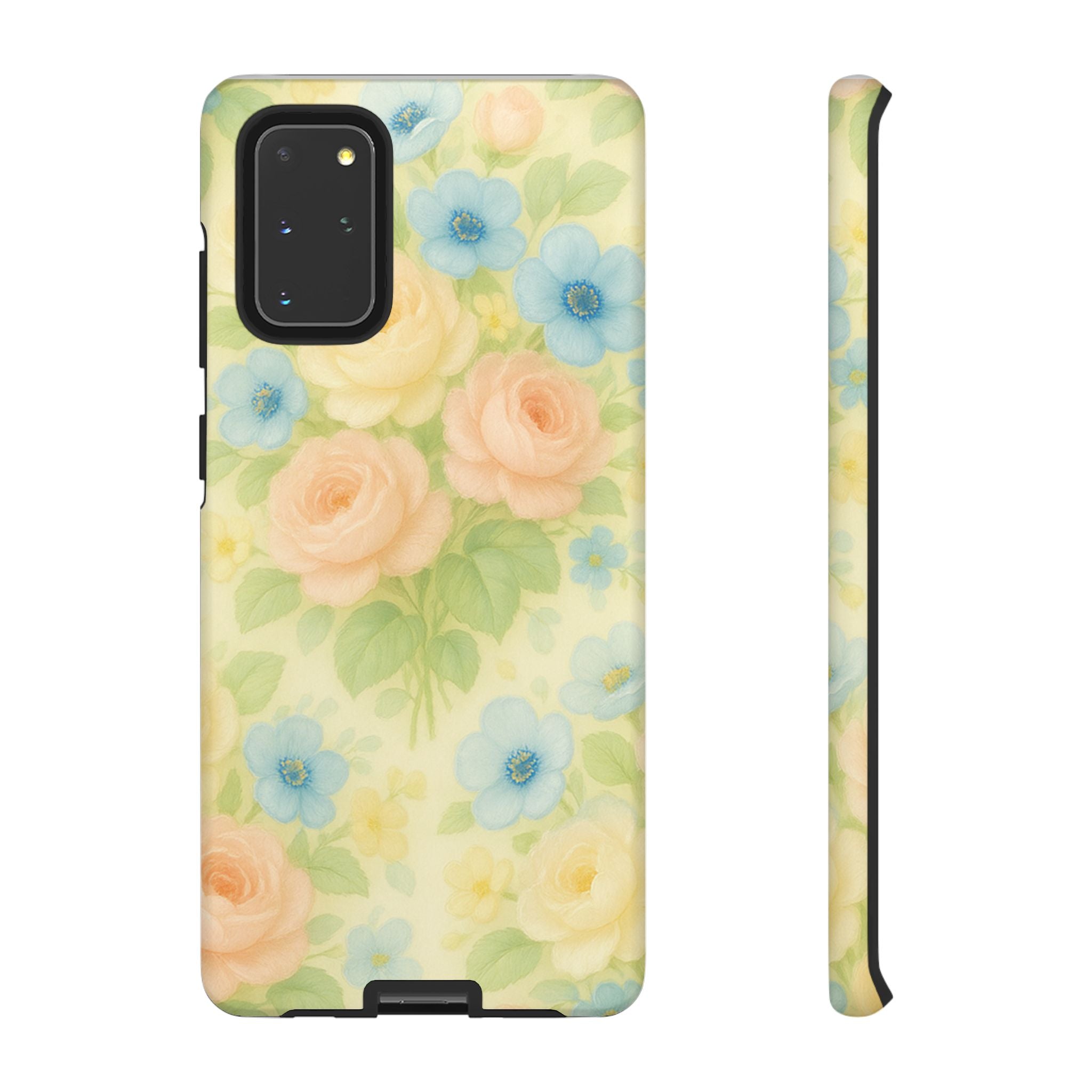 Pastel Yellow Vintage Floral Phone Case  Romantic Cottagecore Aesthetic, Soft Botanical Design, Protective Gift for Her, Fits iPhone & Samsung Models